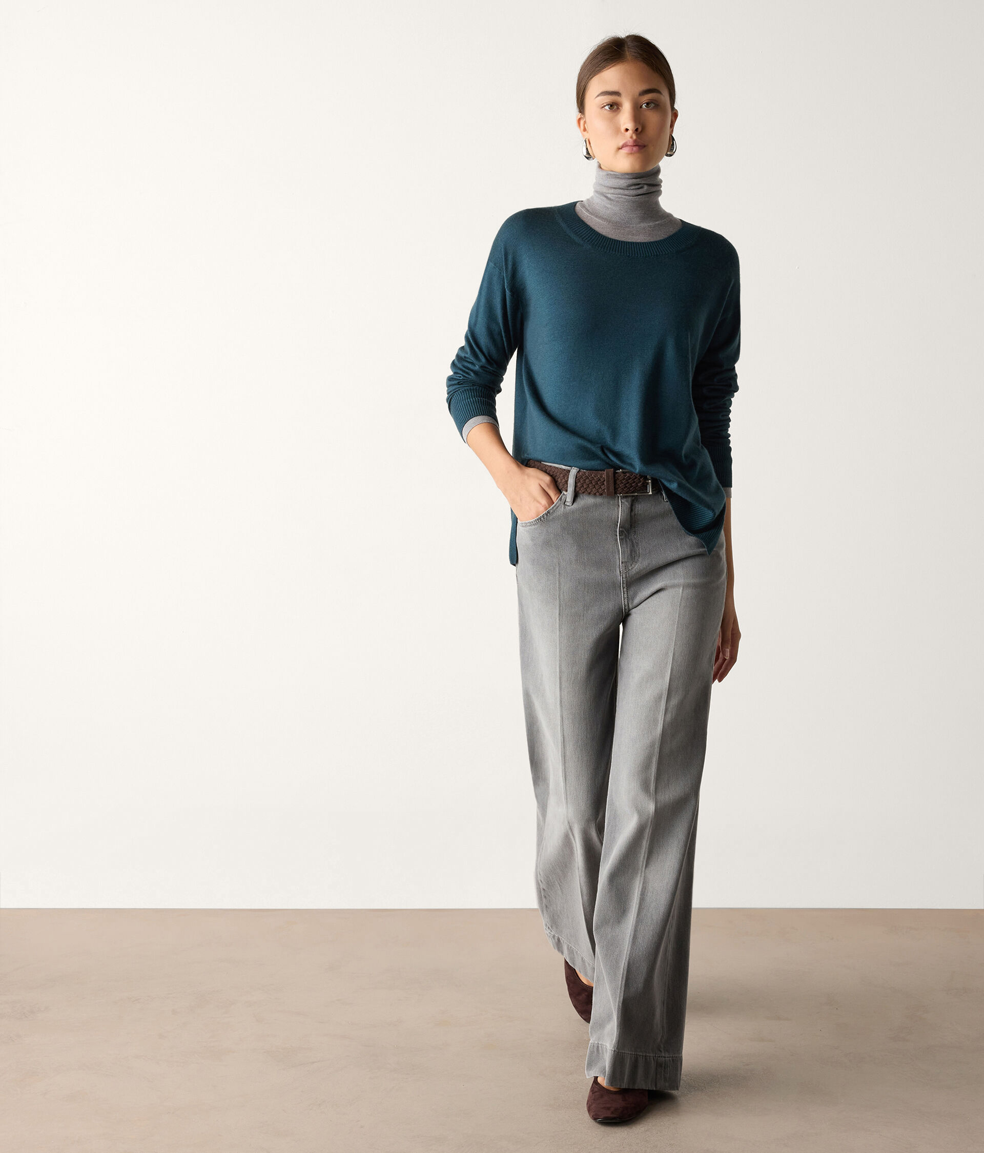 Girocollo con spacchi in Cashmere Ultrafine