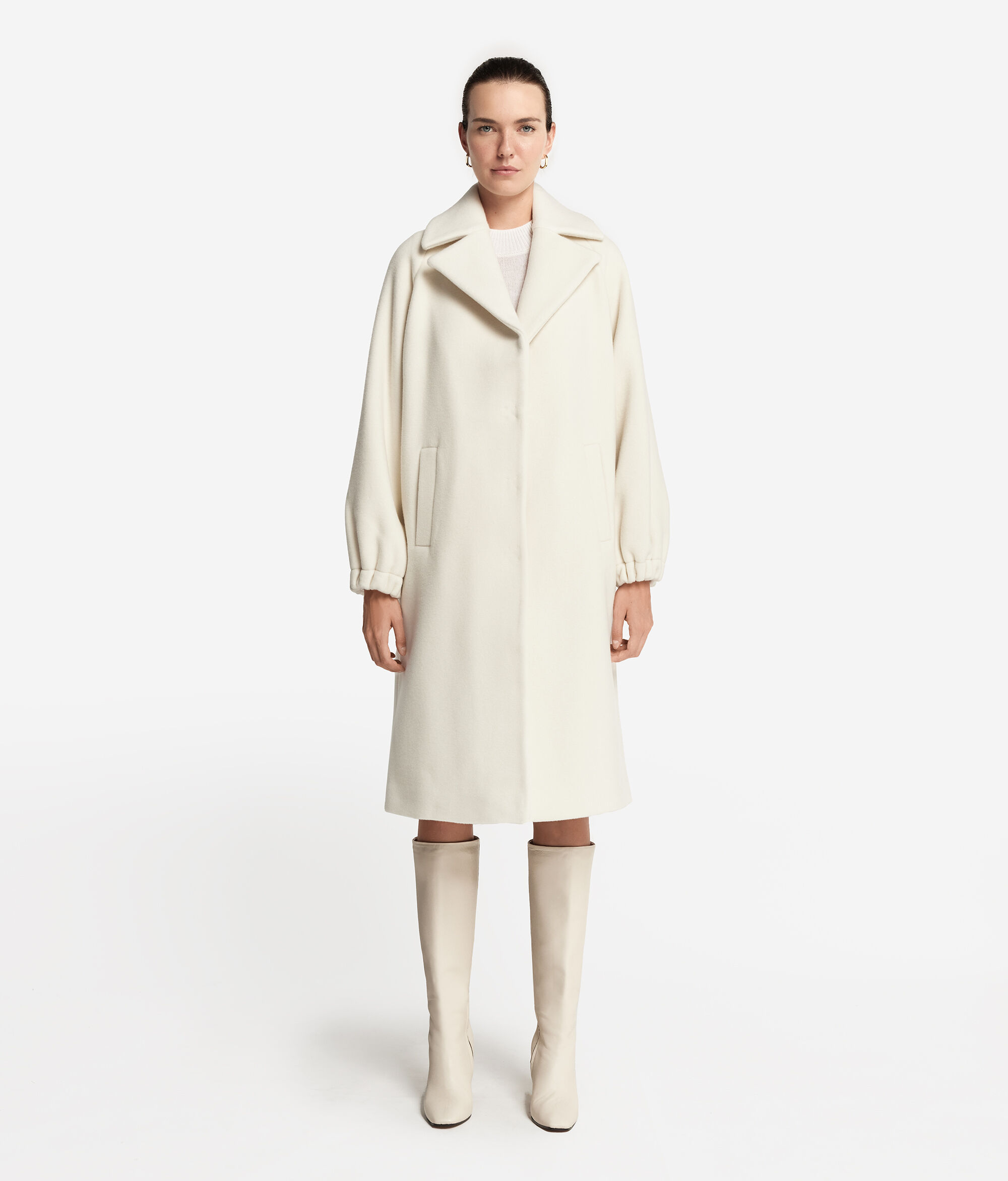Cashmere Coat with Gathered Sleeves