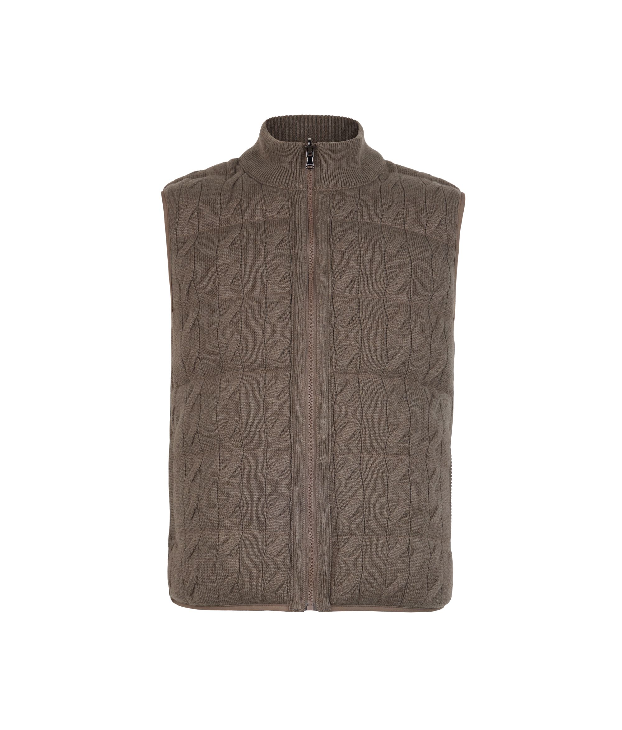 Daunenweste zum Wenden aus Kaschmir Ultrasoft mit Zopfmuster