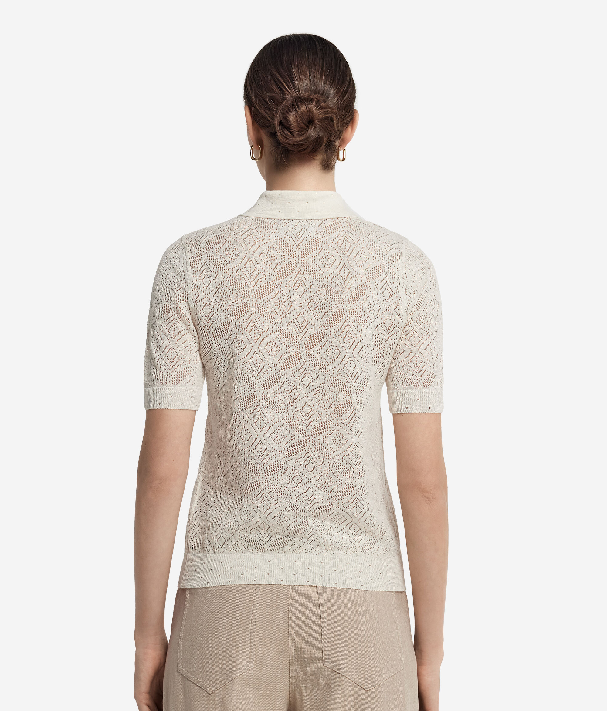 Polo ajouré en maille dentelle
