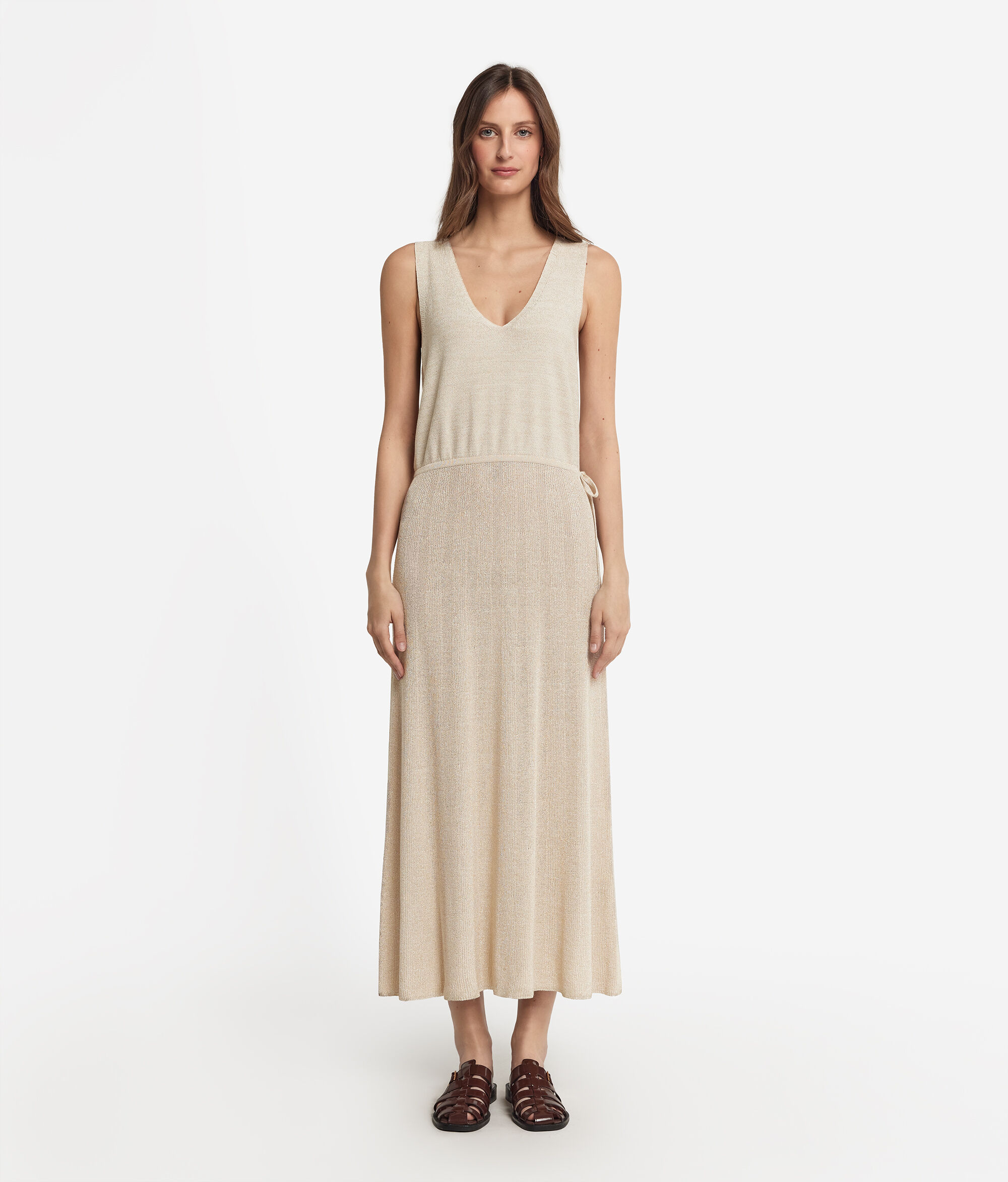 Vestido con canalé y lamé