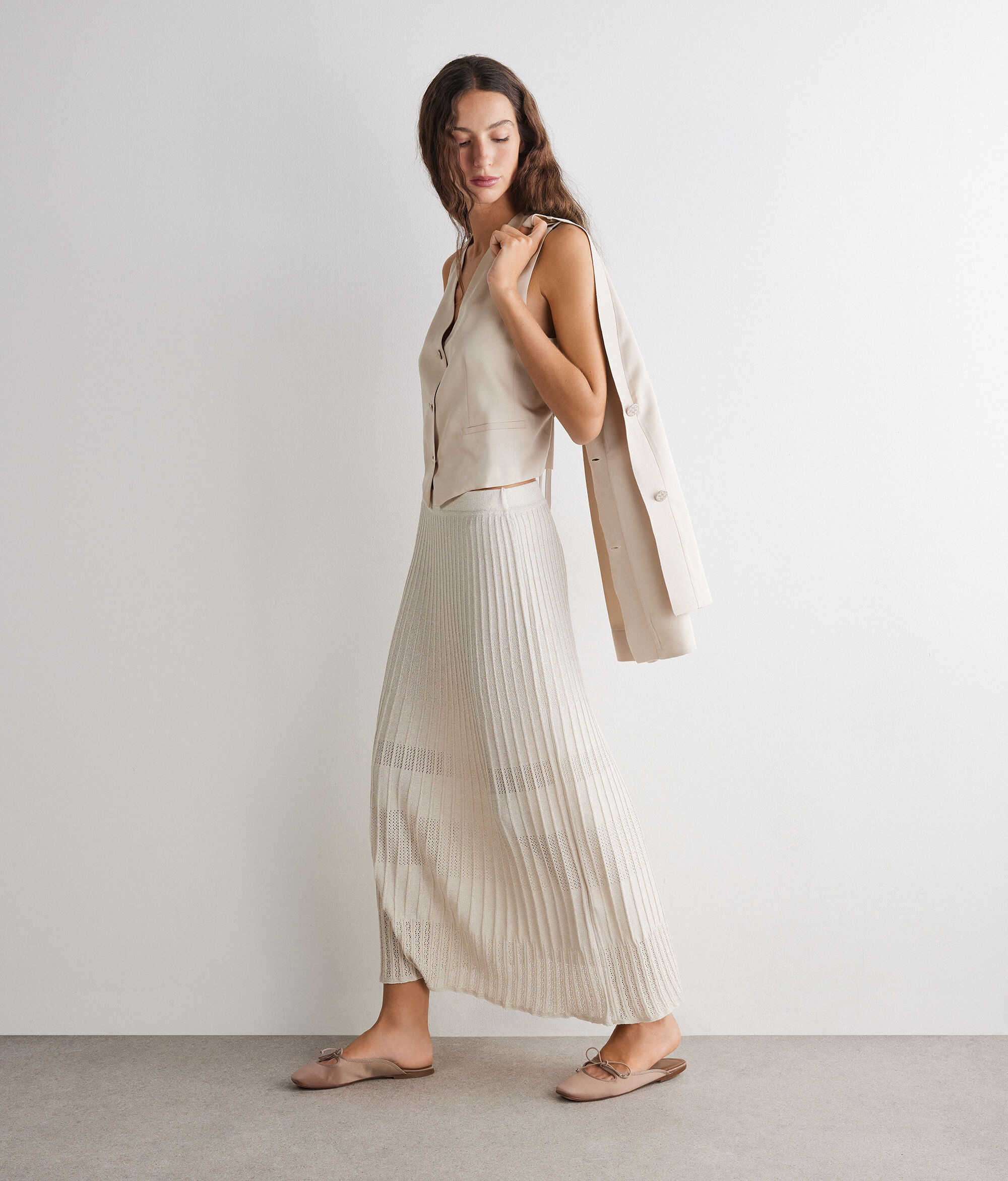 ラメ リブニット スカート