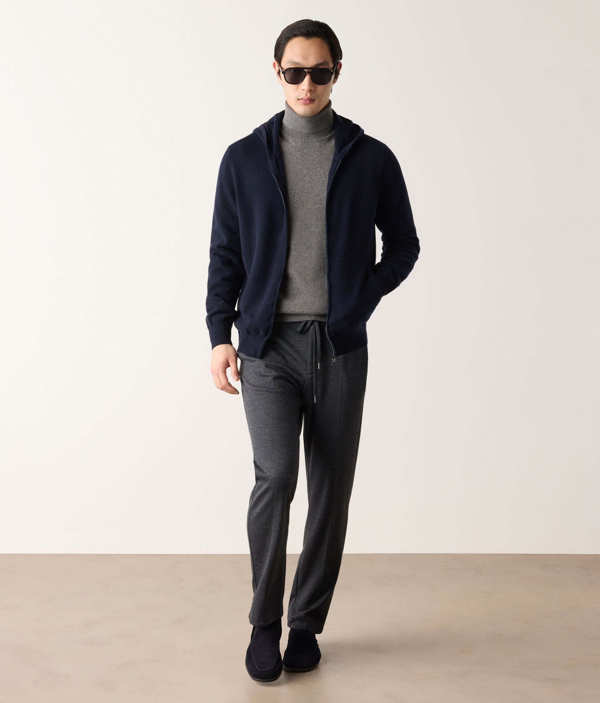 Felpa con zip in Cashmere Ultrasoft