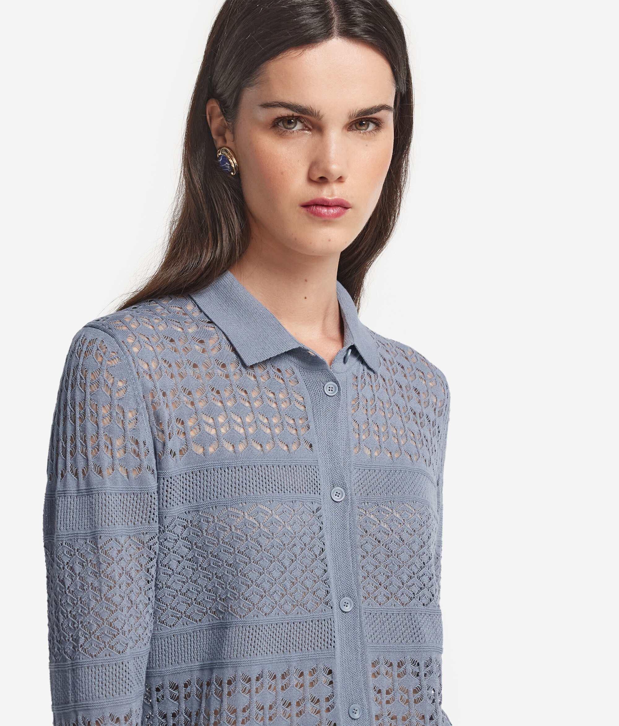 Crochet Cotton Shirt Dress