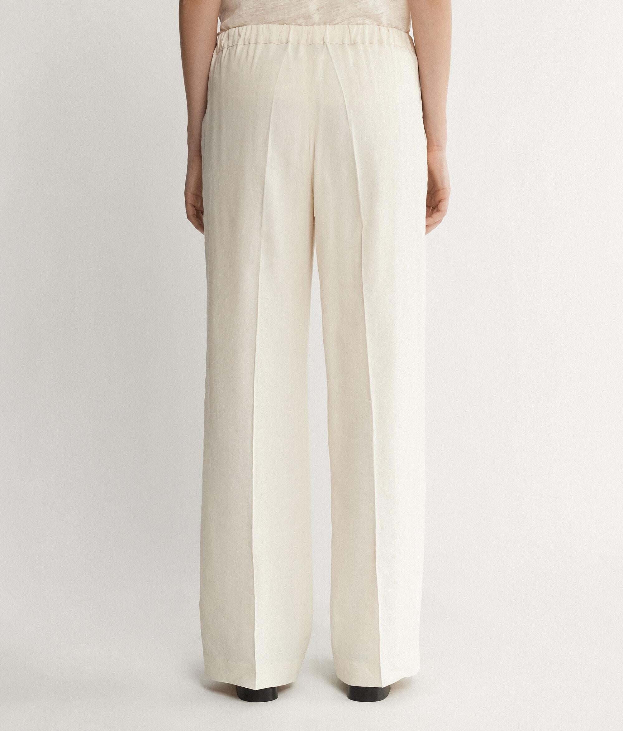 Linen Viscose Wide-Leg Trousers