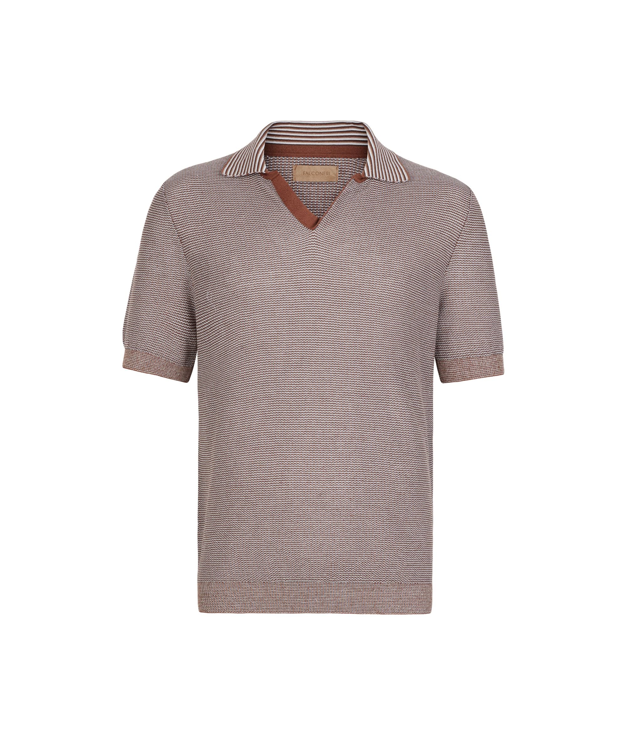Polo a righe in cotone e lino