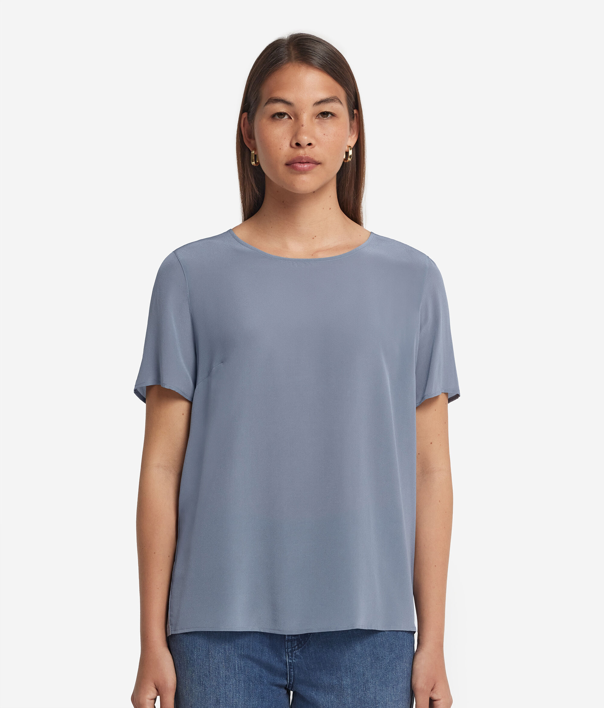 Rundhals-T-Shirt aus Seide