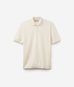 Poloshirt aus Leinen-Baumwollmischung mit kurzen Ärmeln