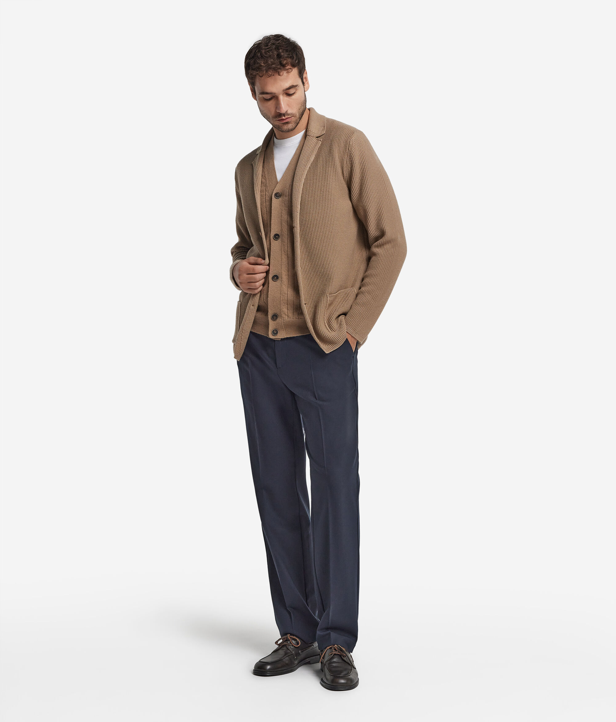 Moss stitch wool jacket