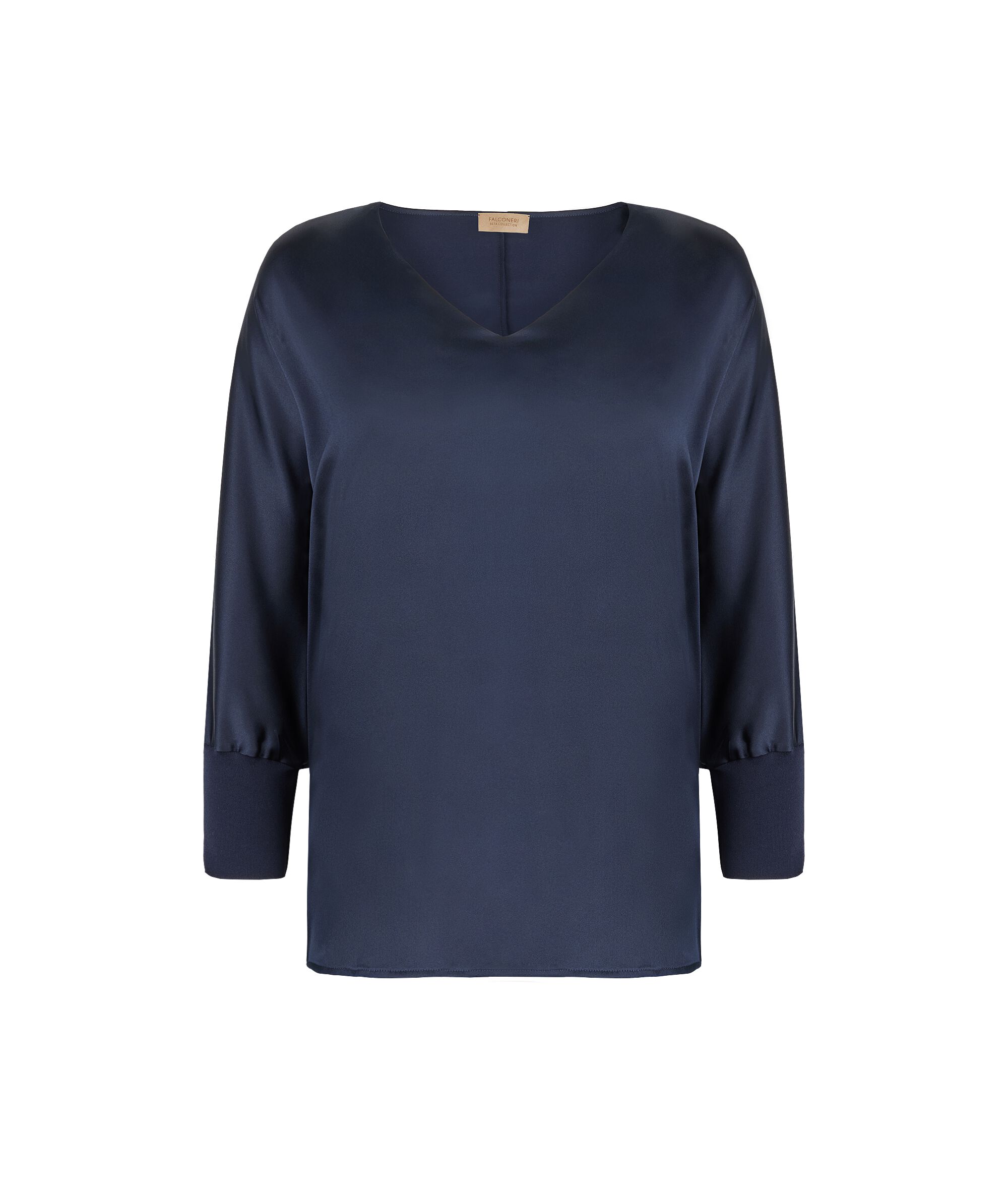 Блуза из атласного шелка Colore Blu Navy