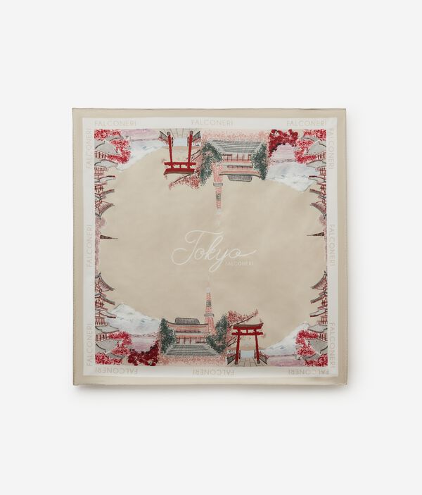 Платок «Города» из шелка