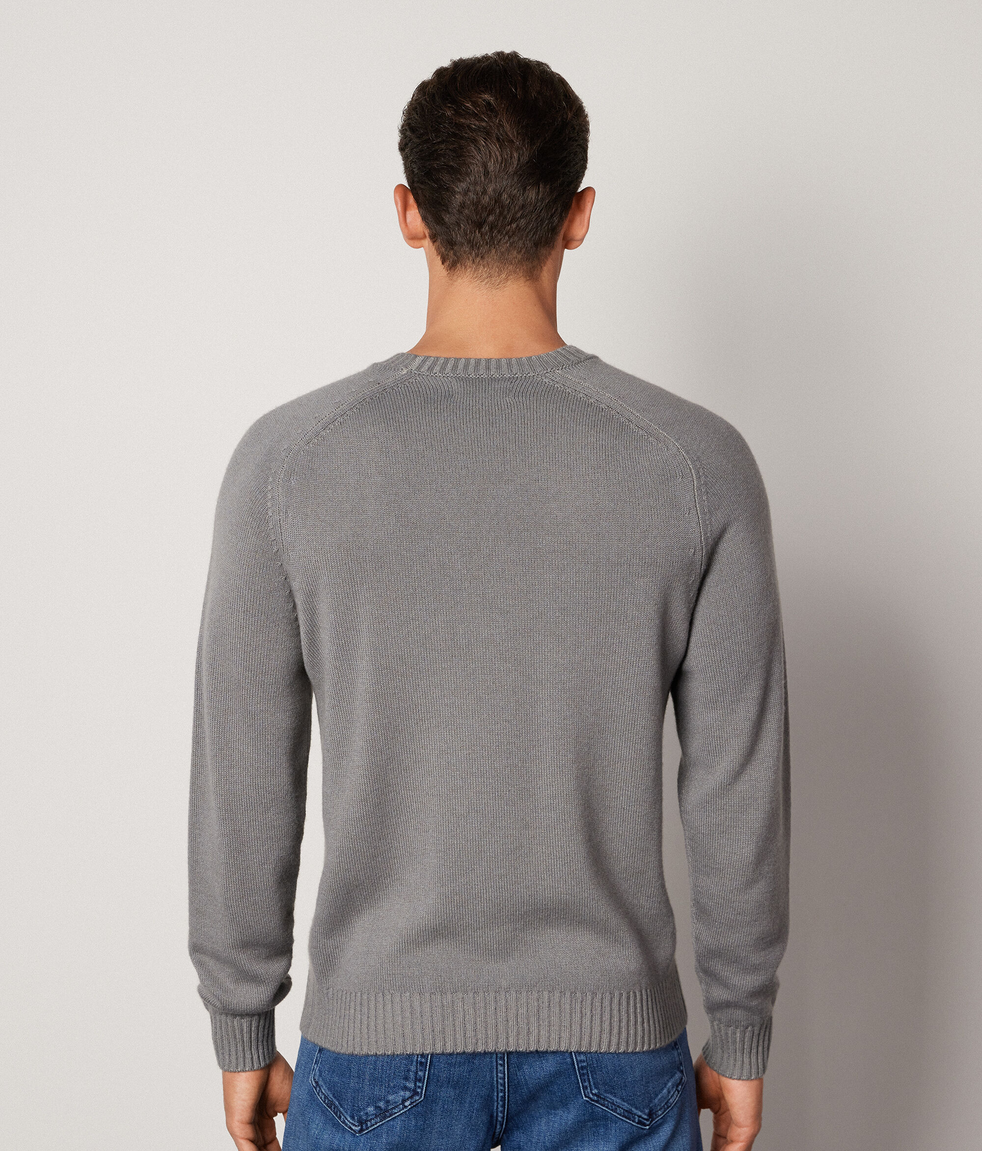 Pull homme en cachemire ultra-doux à col rond côtelé