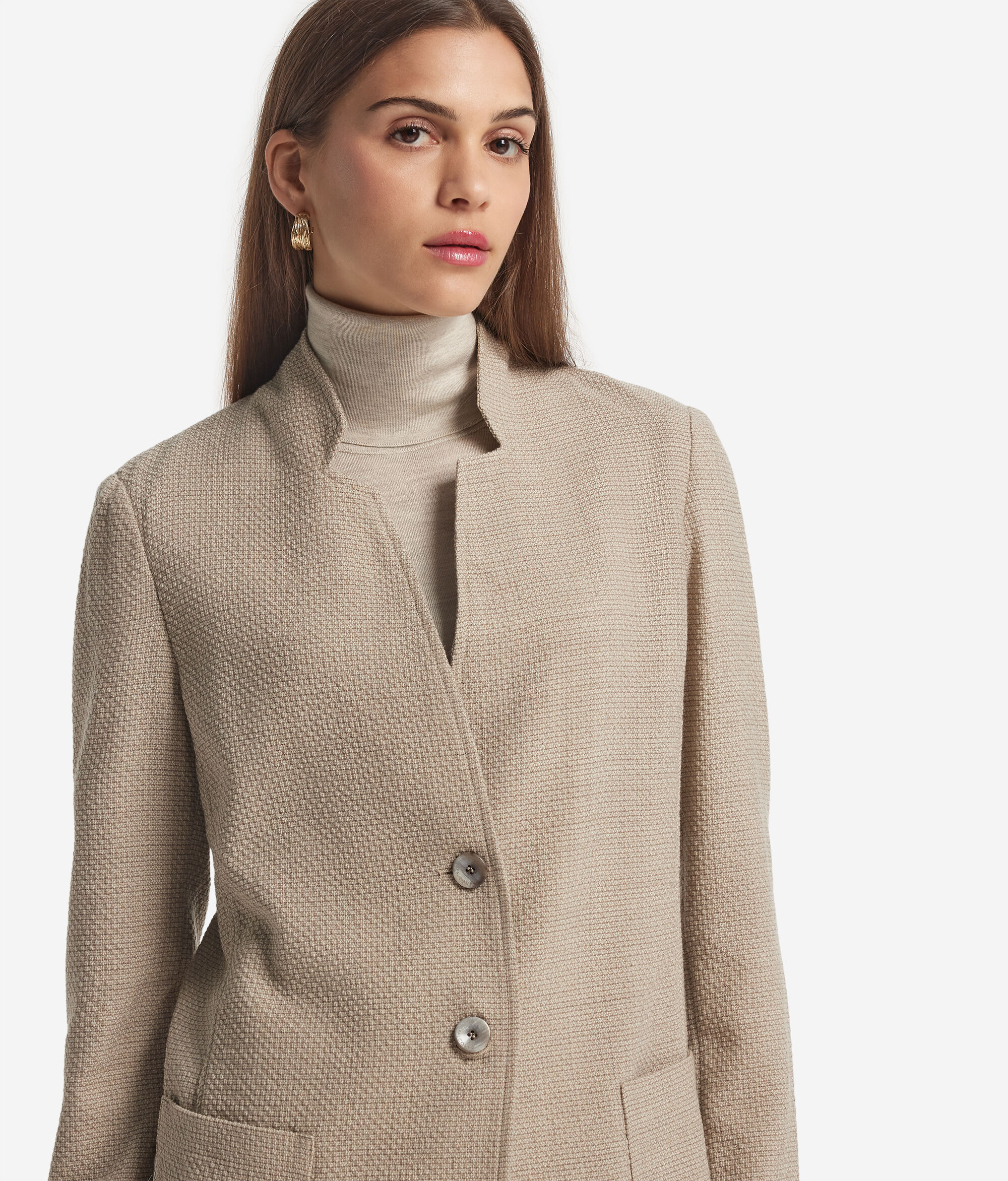 Masculine inspired mouliné jacket
