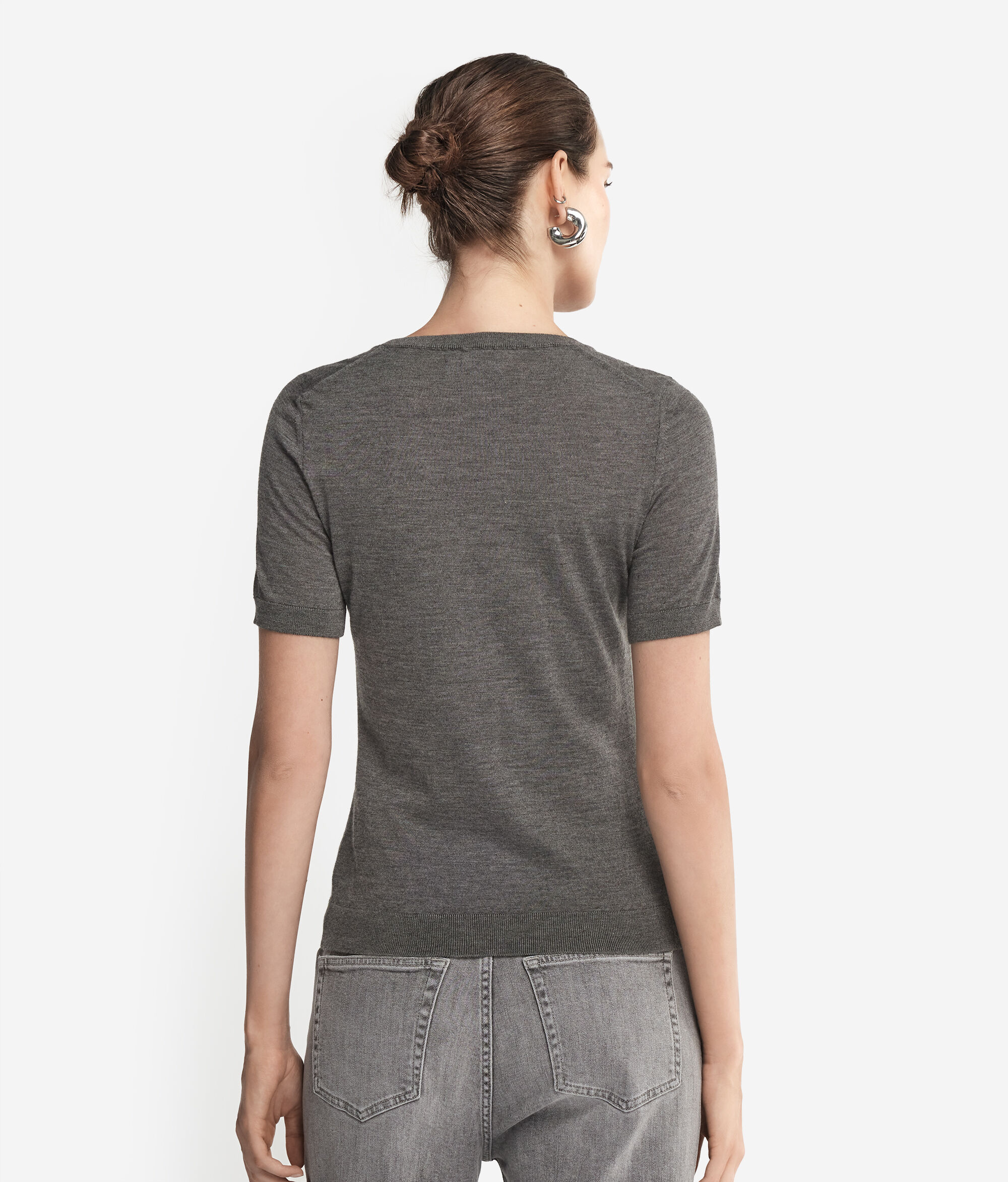 Maglia Girocollo Maniche Corte in Cashmere Ultrafine