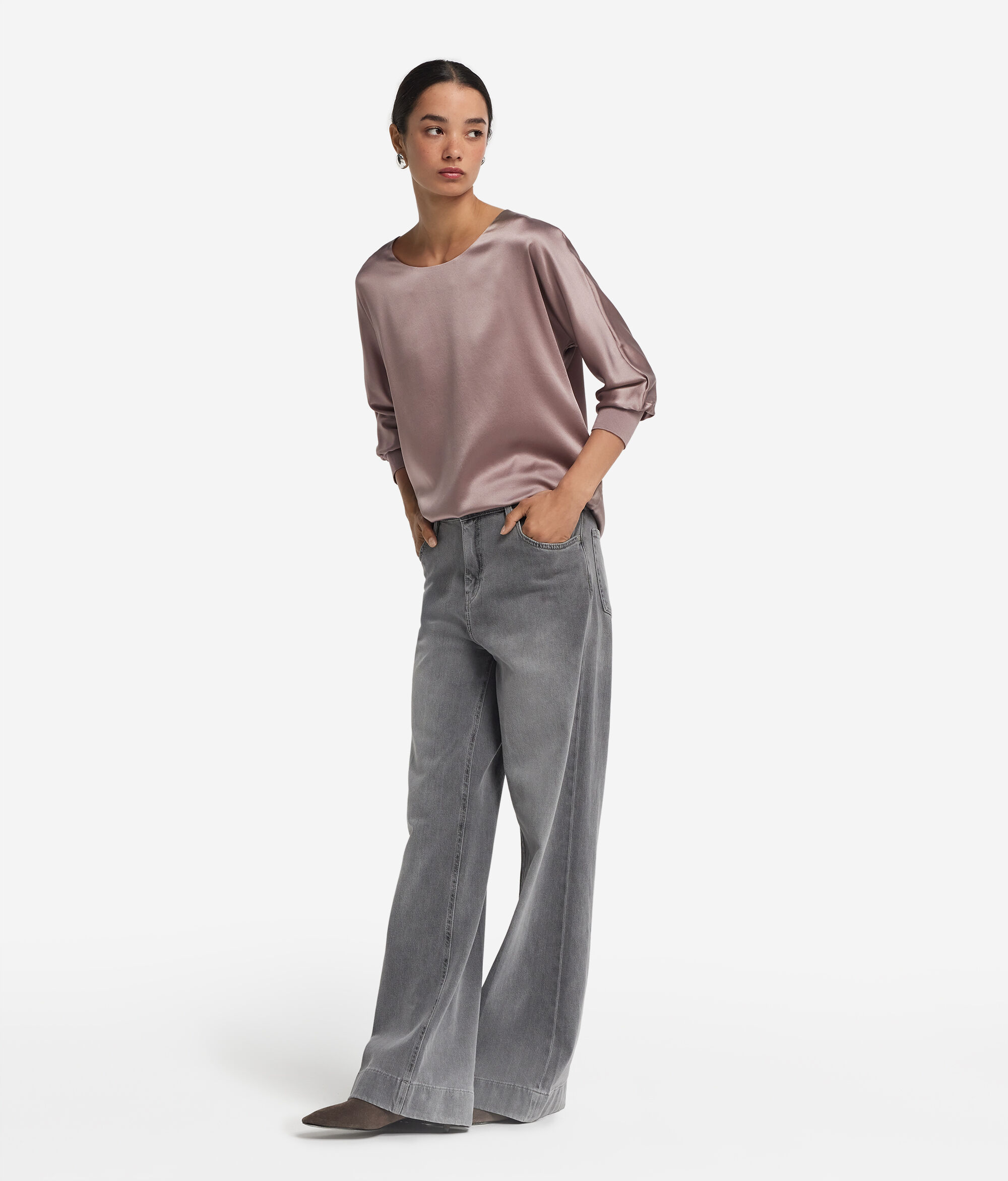 Crewneck Sweater in Silk Satin