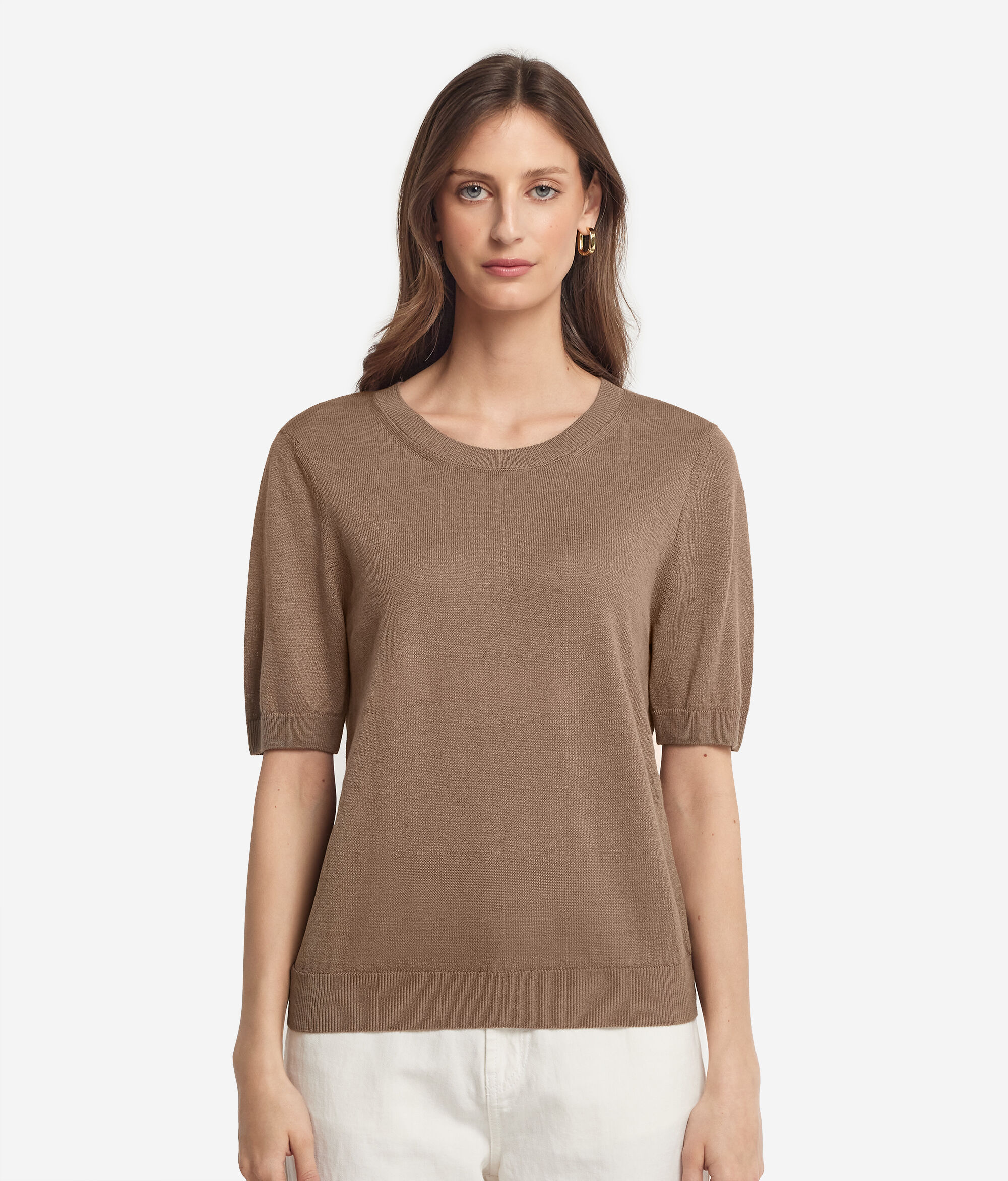 Cotton-Linen Crew Neck T-Shirt
