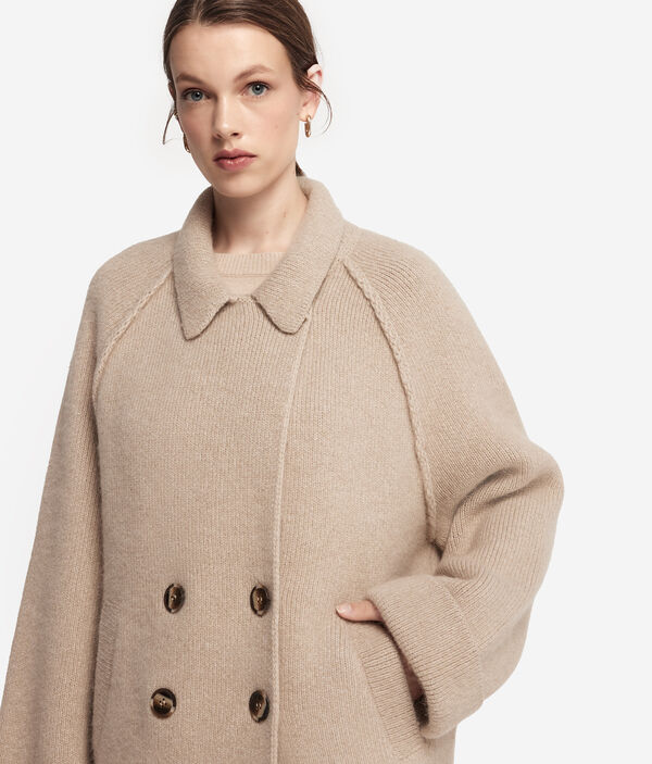 Двубортное пальто из шерсти альпака
