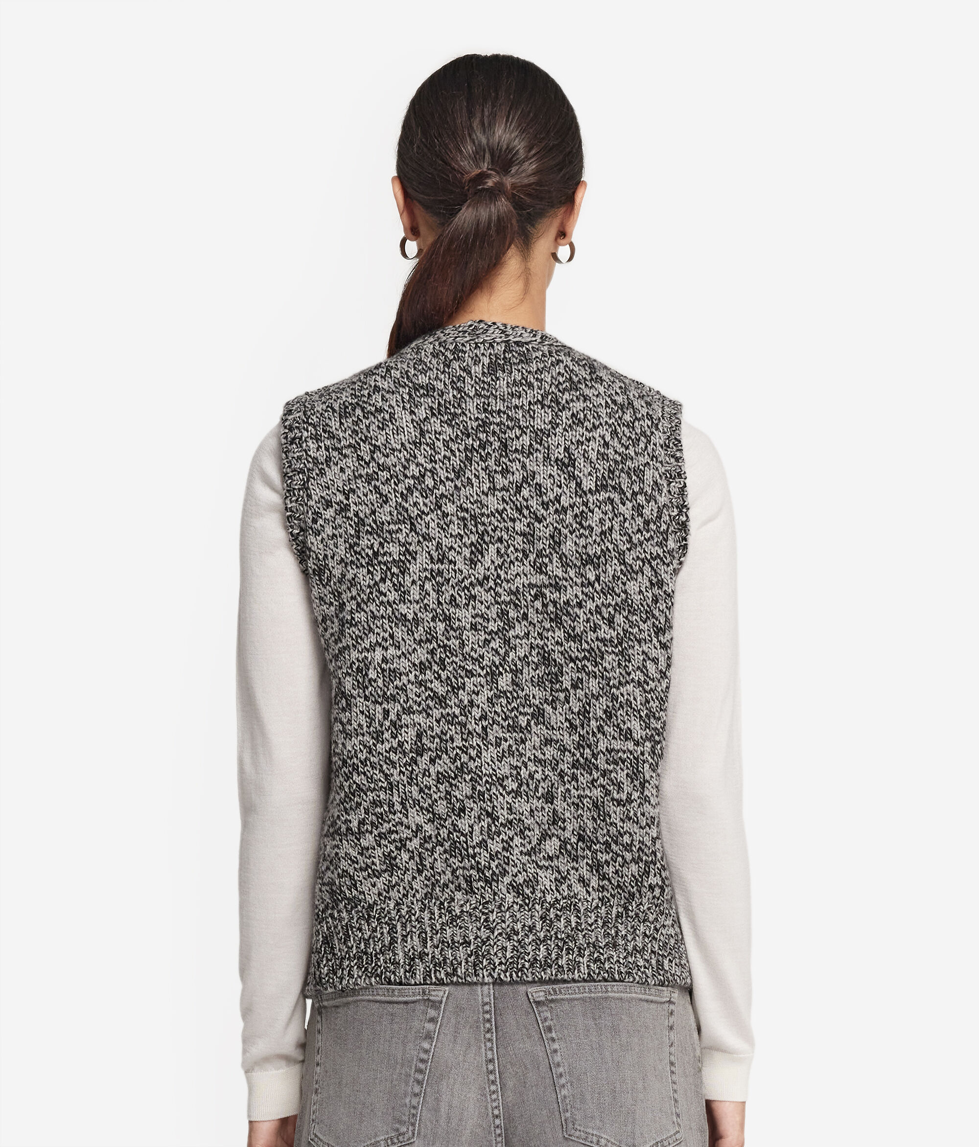 Gilet sans manches en jacquard de cachemire mouliné