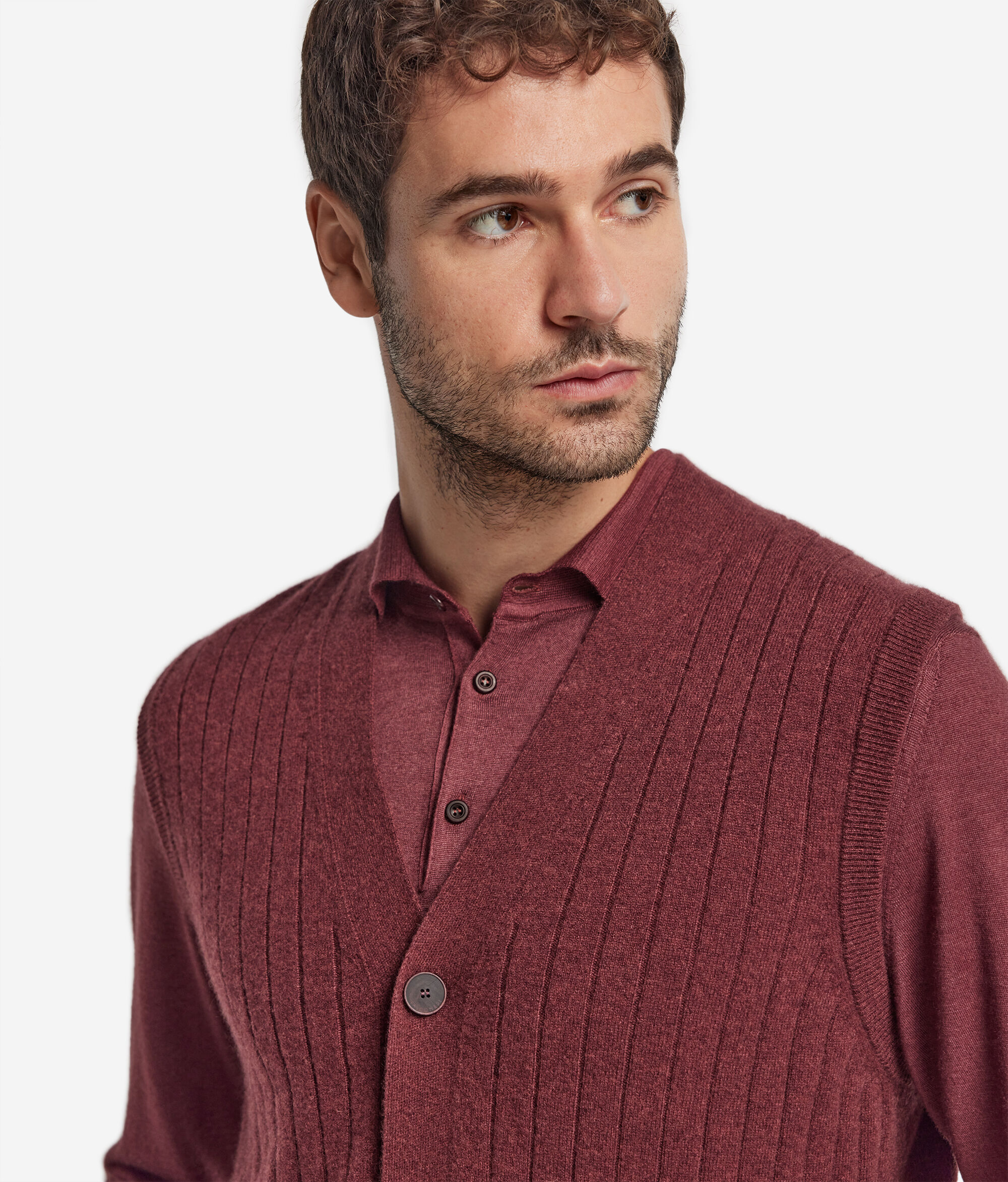 Gerippte Strickweste aus Kaschmir Ultrasoft