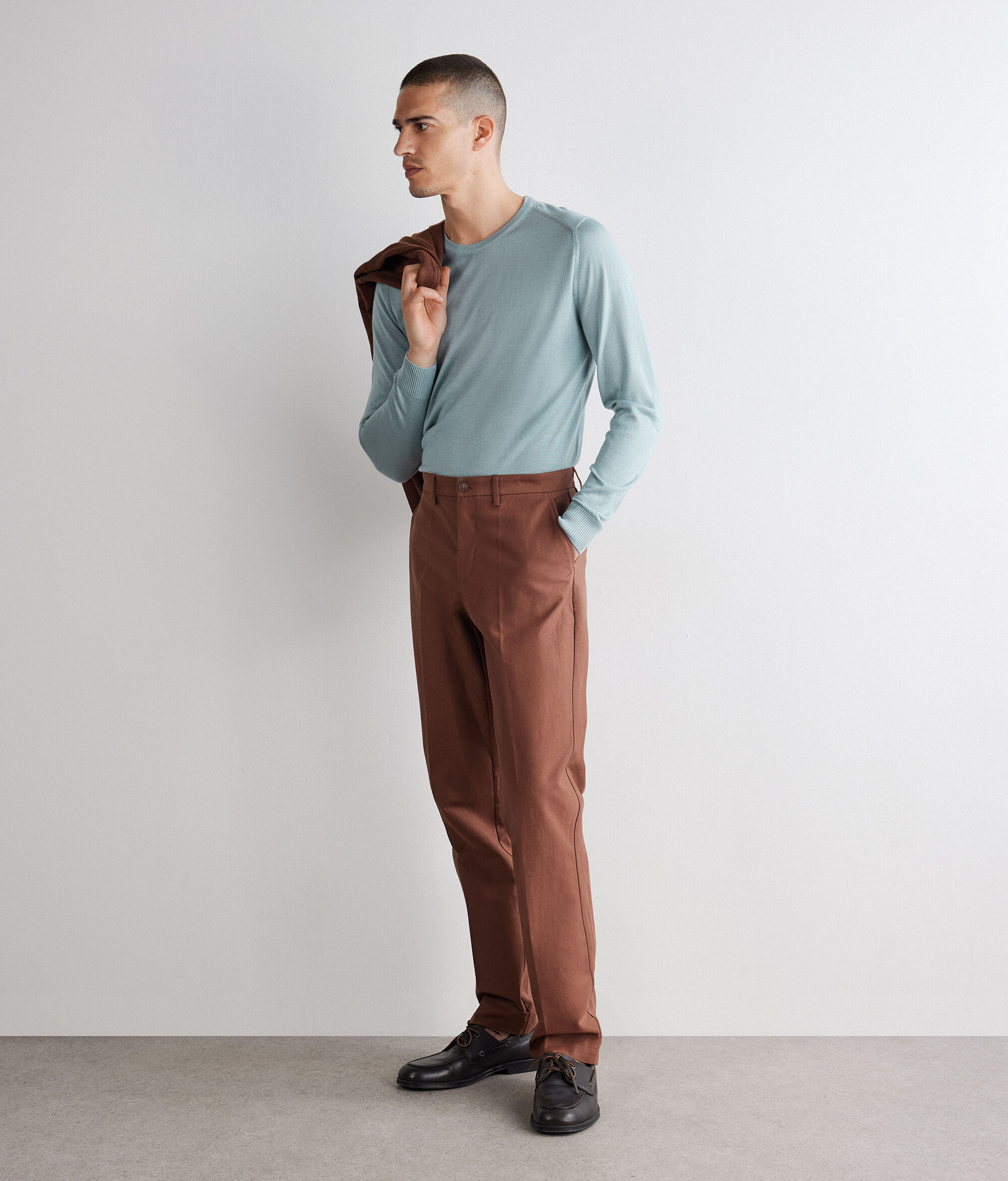 Pull à col rond en cachemire et en soie