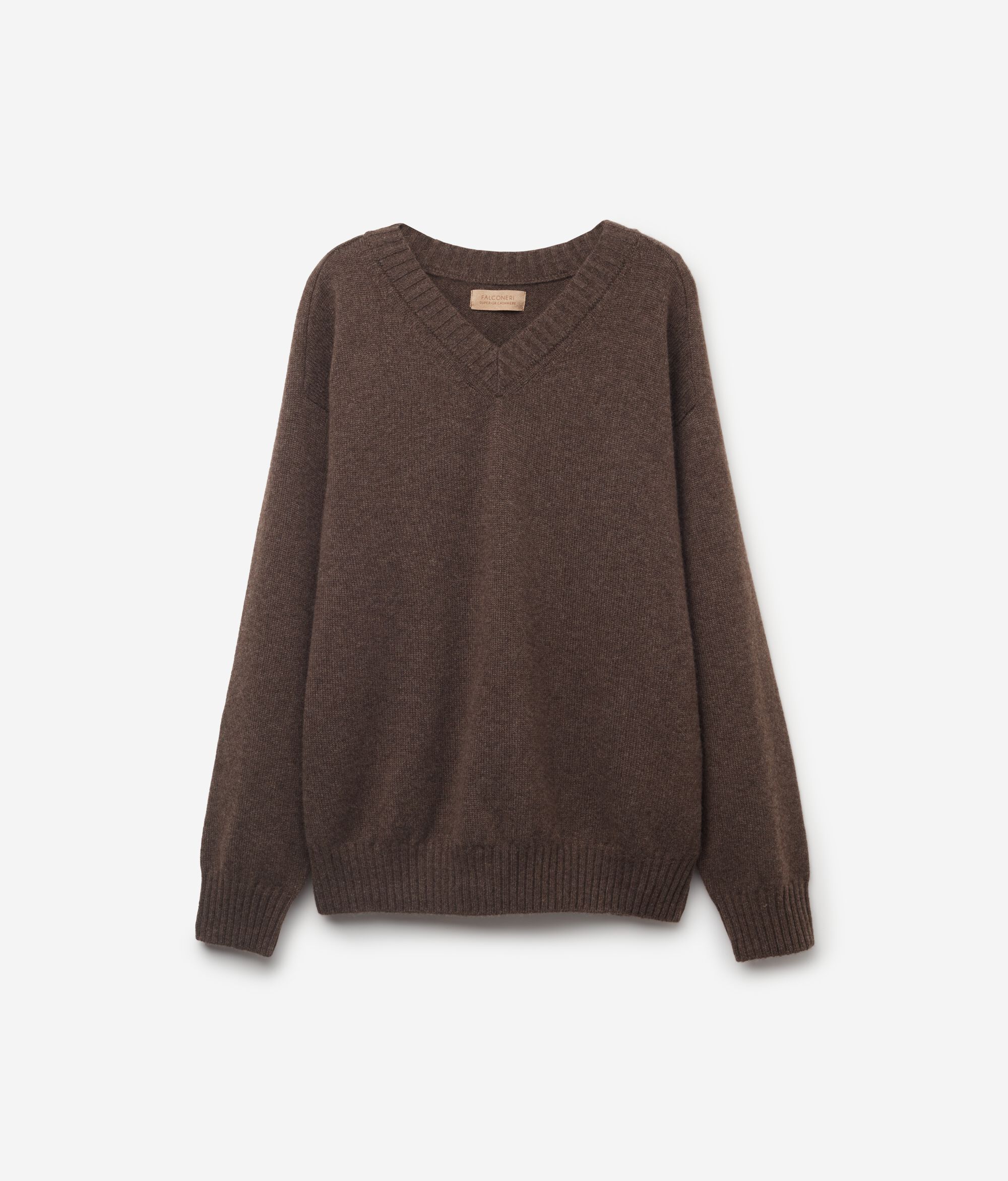 Jersey con cuello de pico y manga martillo de cashmere ultrasoft
