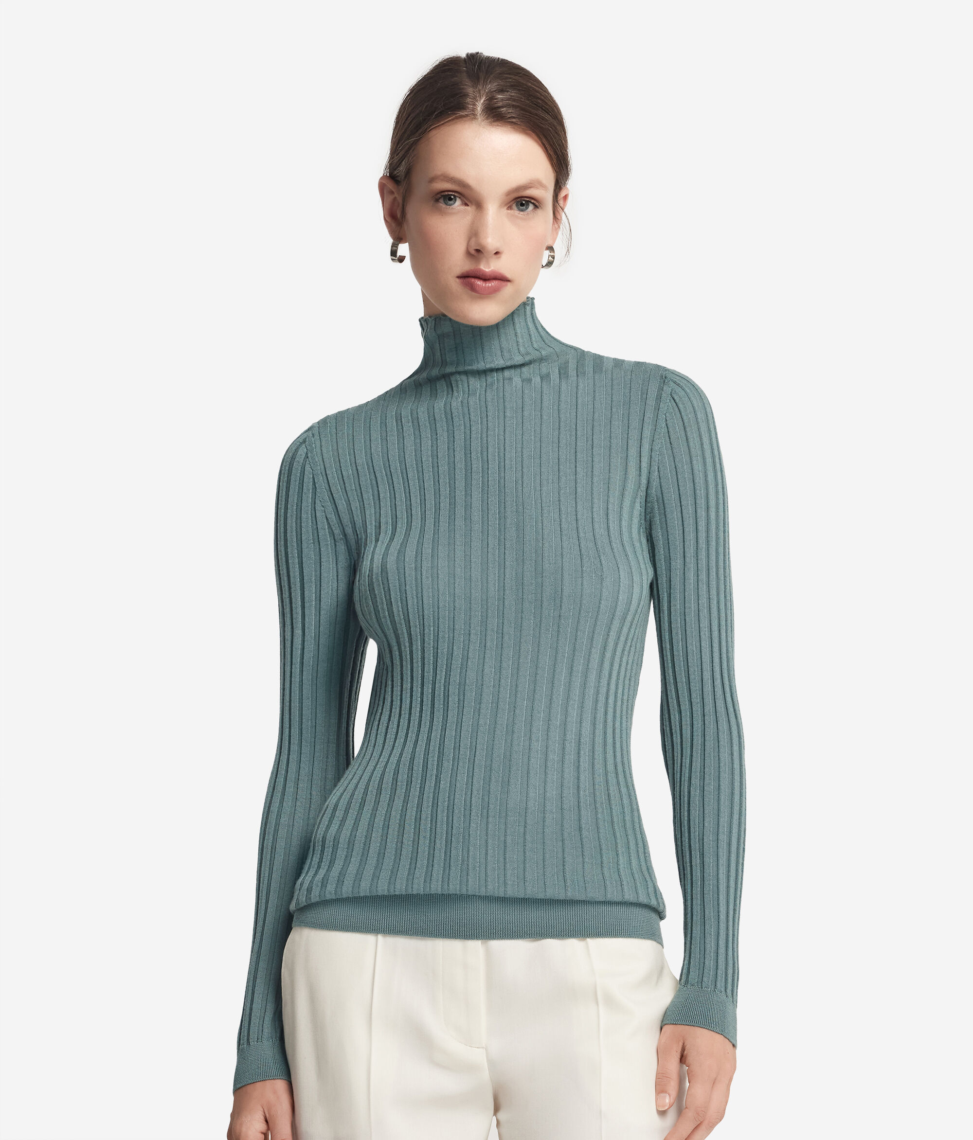 Rollkragenpullover aus flach geripptem Kaschmir Ultrafine