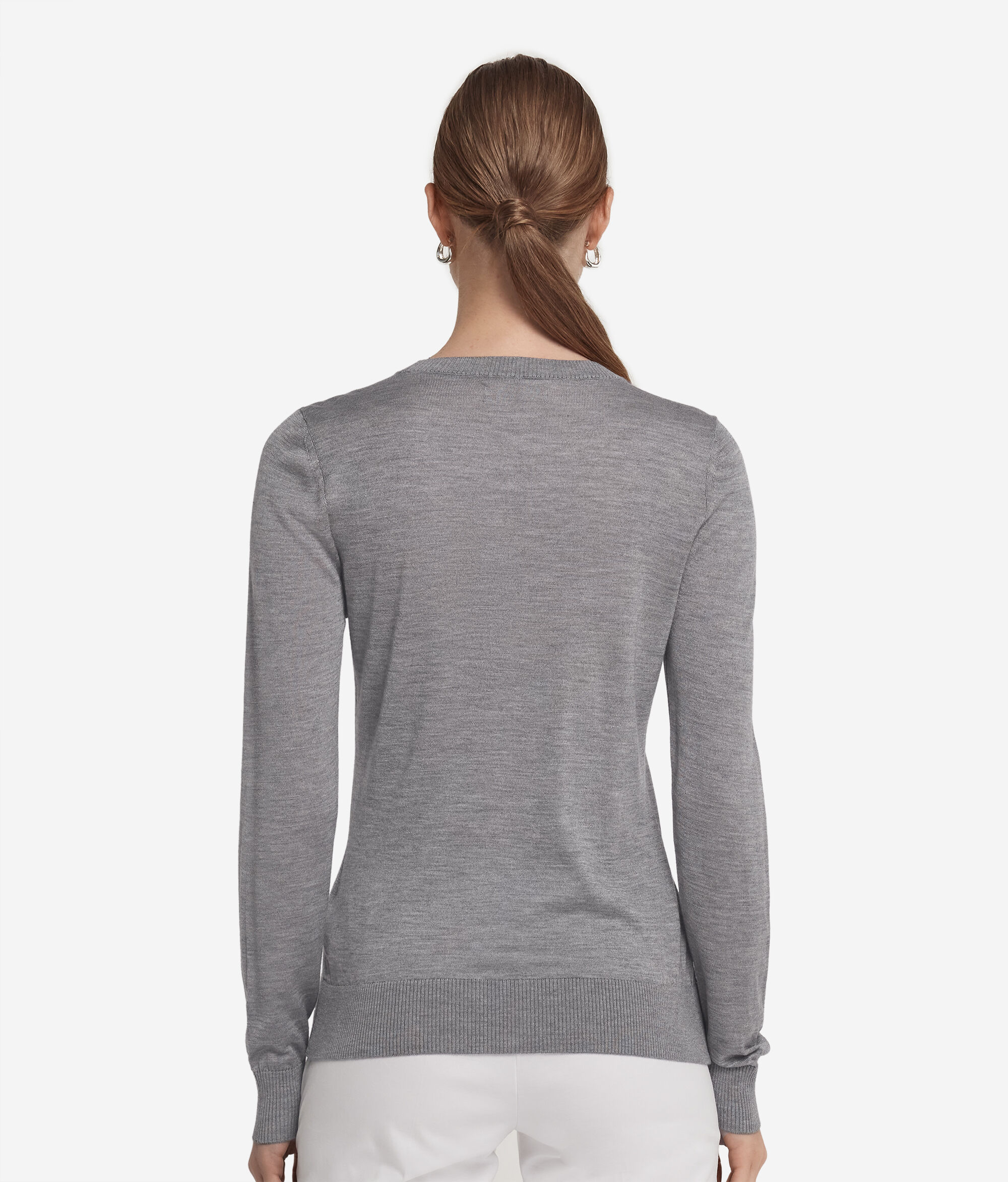 Jersey con cuello redondo de cashmere y seda