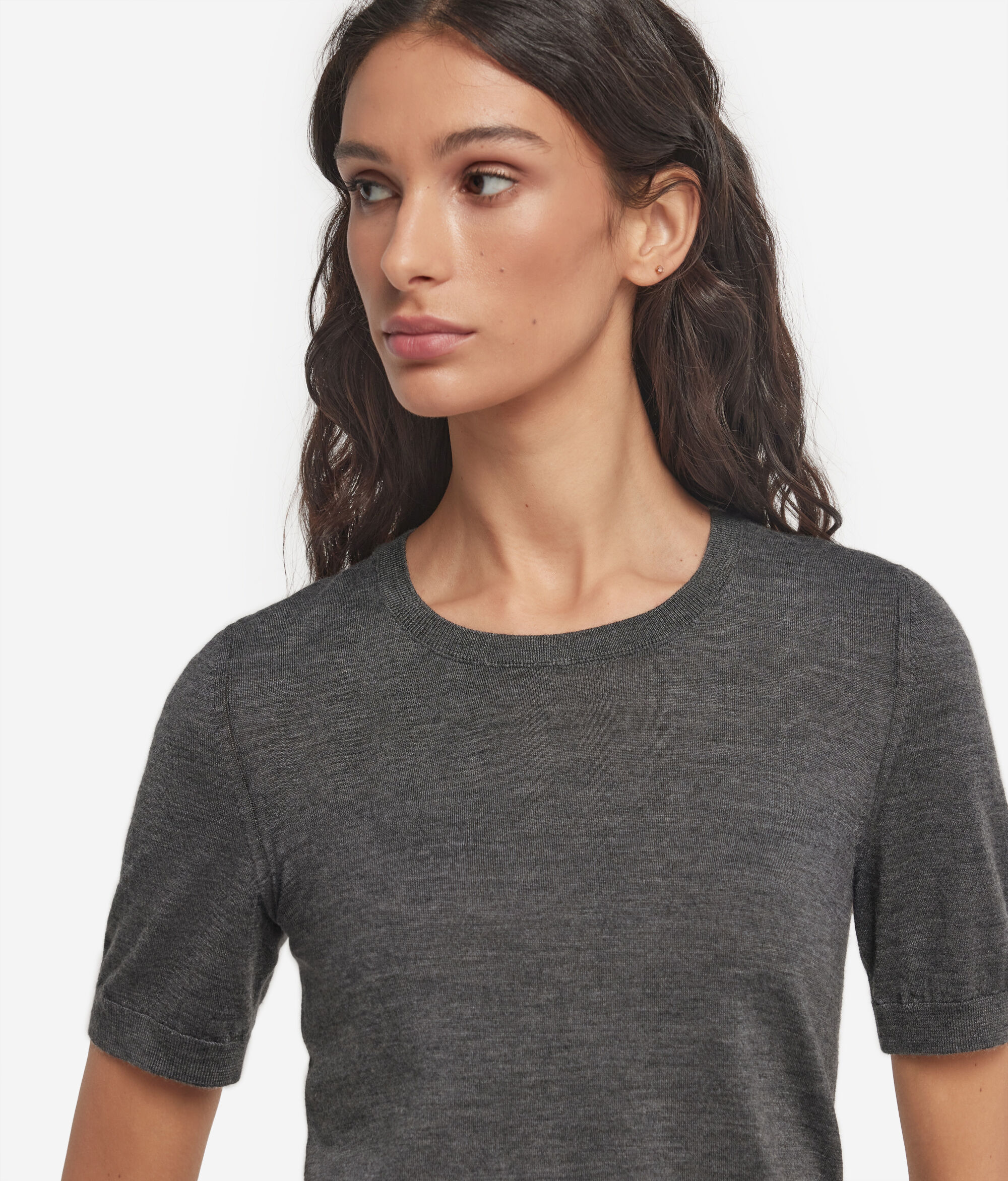 Short-Sleeved Round-Neck Ultrafine Cashmere Top