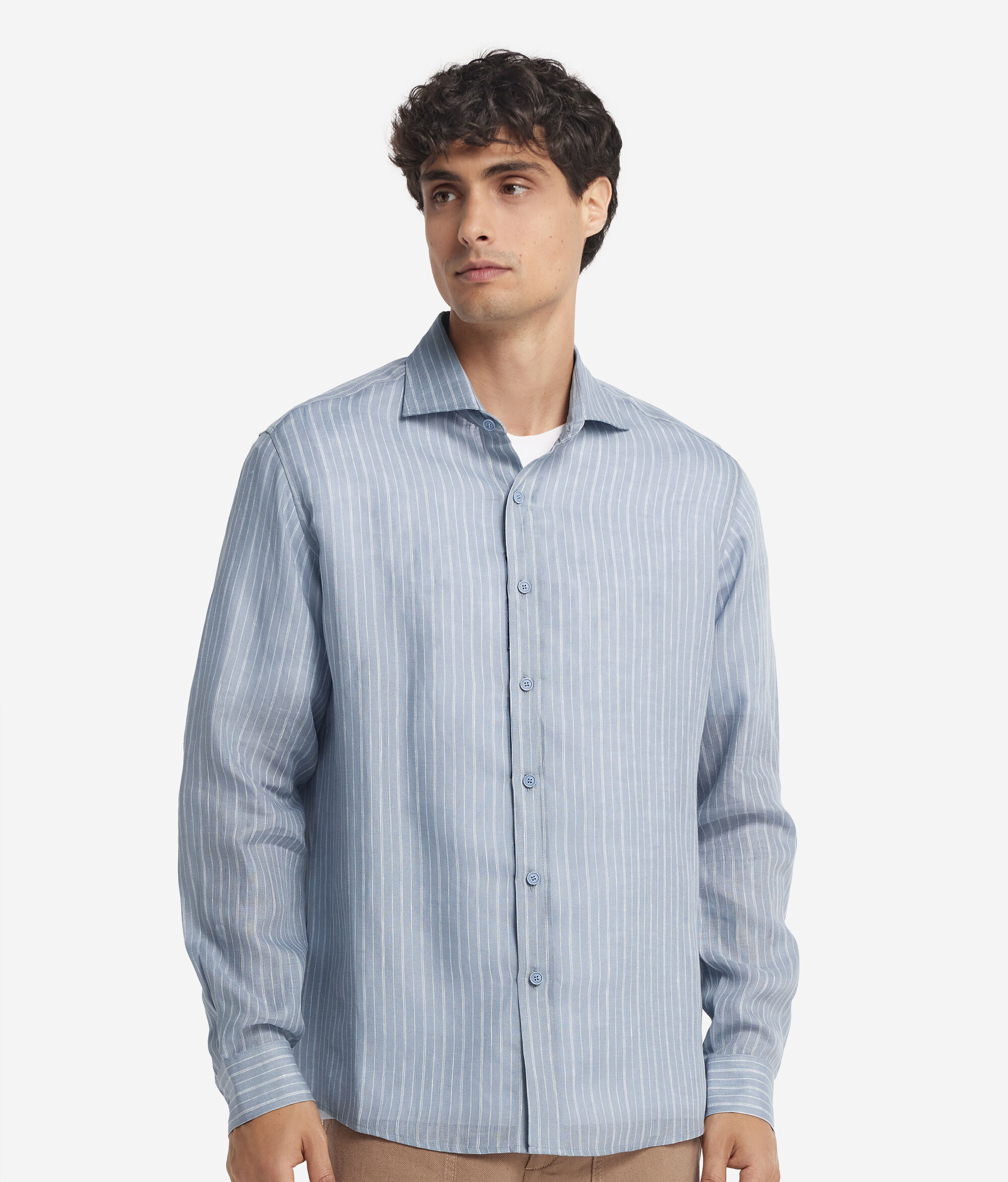 Chemise à fines rayures en lin