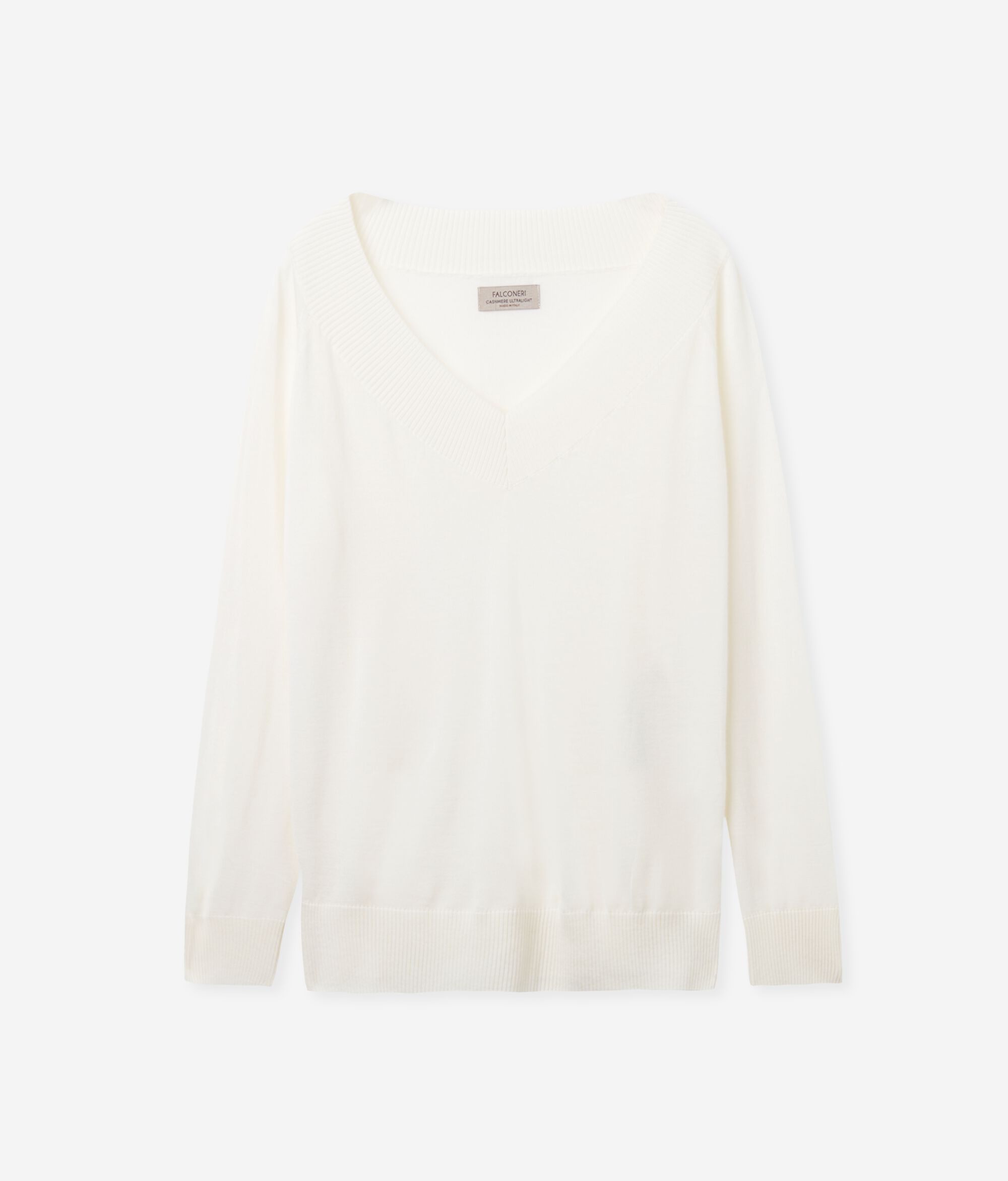 Jersey con cuello de pico de cashmere ultrafine