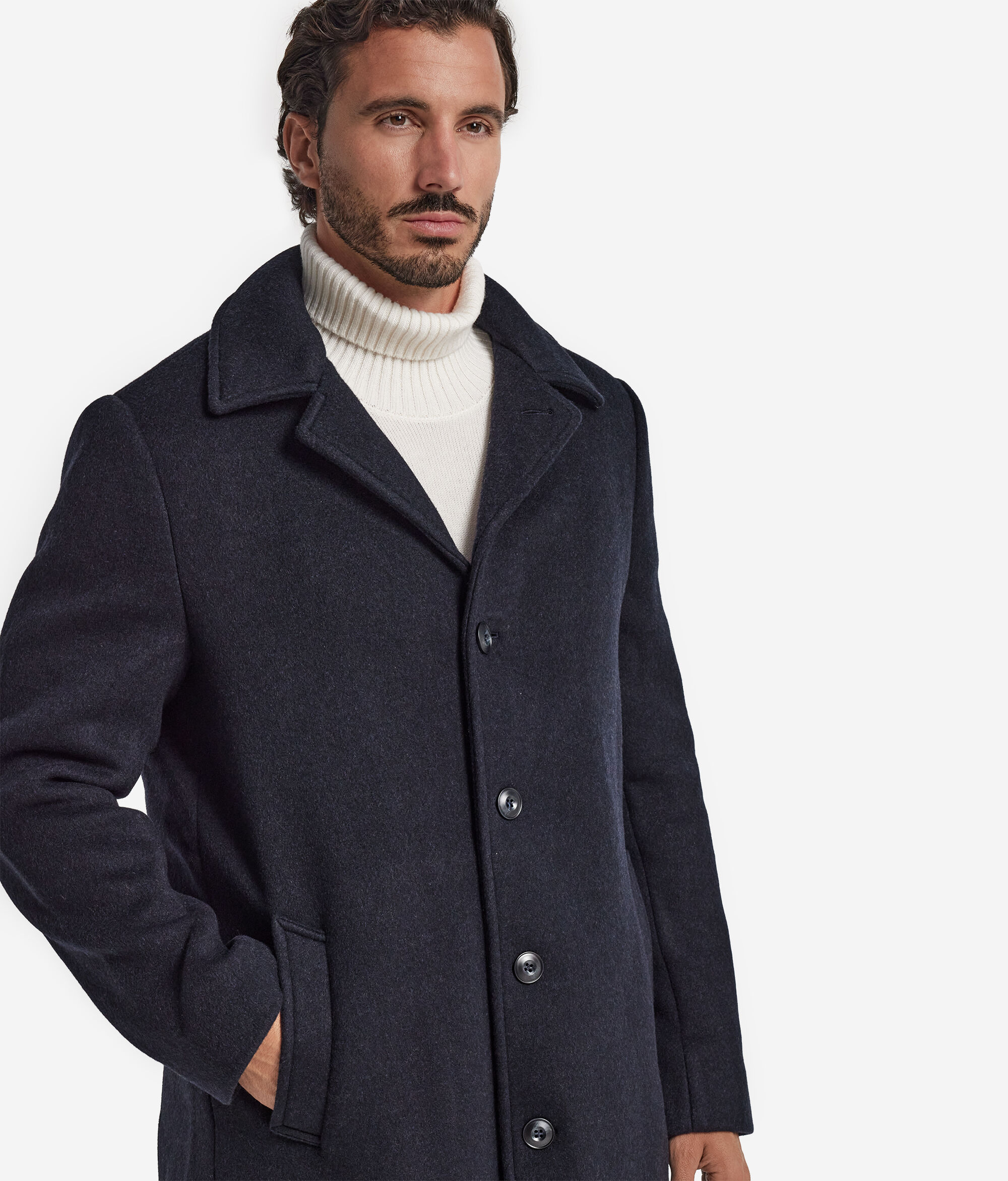 Manteau à boutonnage simple en cachemire ultra-doux