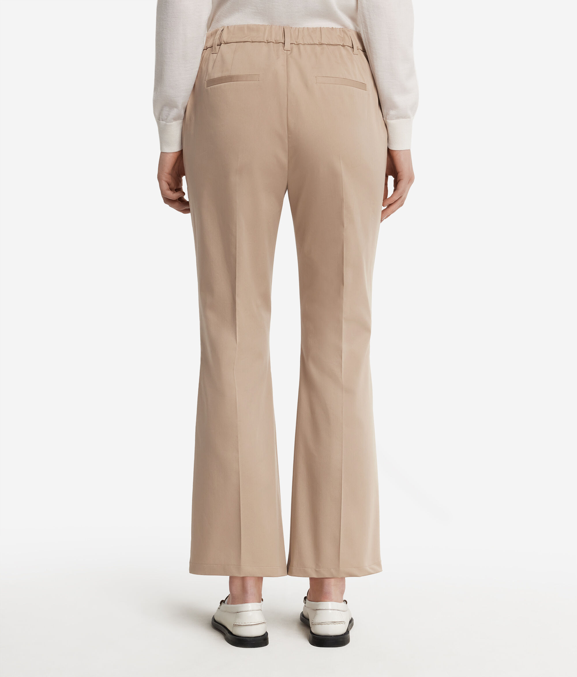 Pantalon évasé en tissu de coton