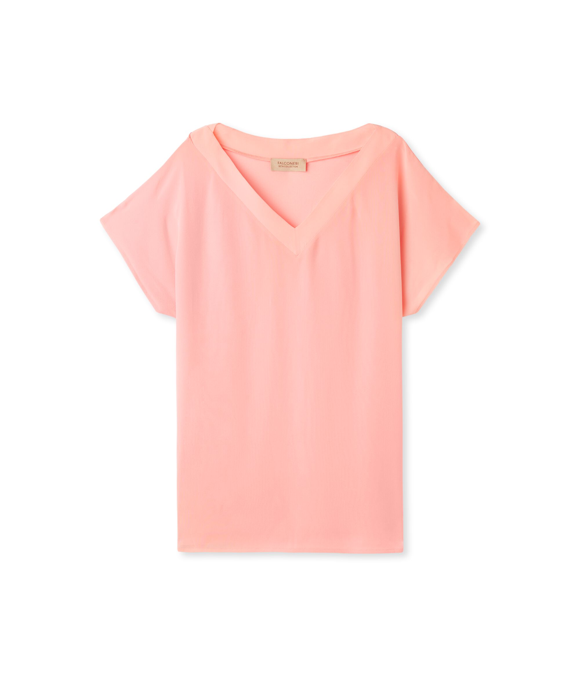 Camiseta de seda con cuello de pico tipo kimono_8986