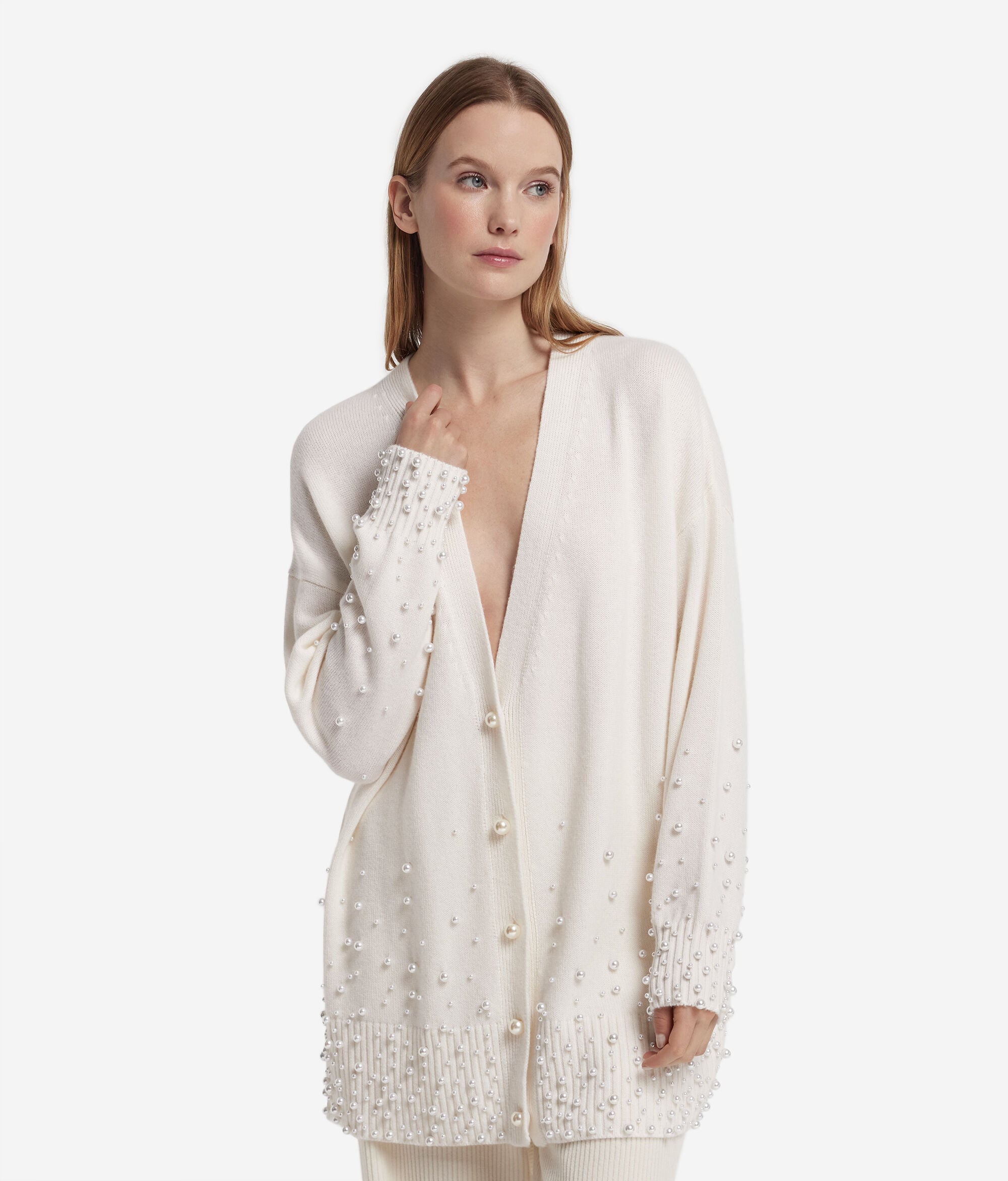 Acka. 美品】pearl ensemble cardigan acka [ lace collar knit 