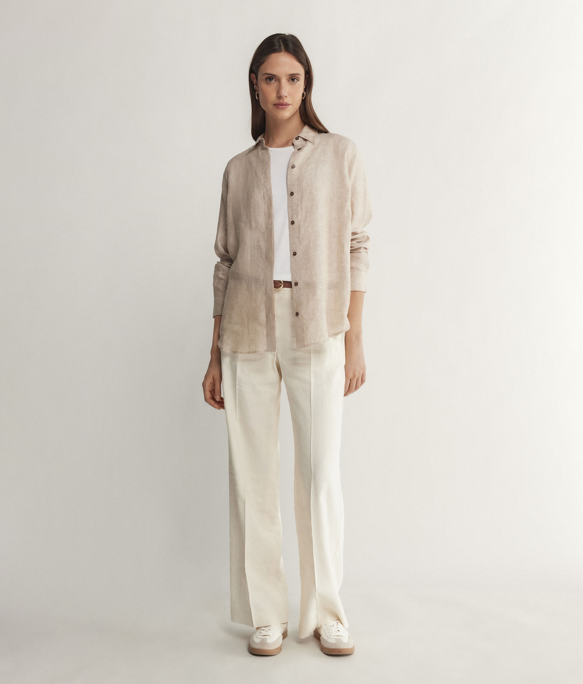 Long-Sleeved Linen Shirt