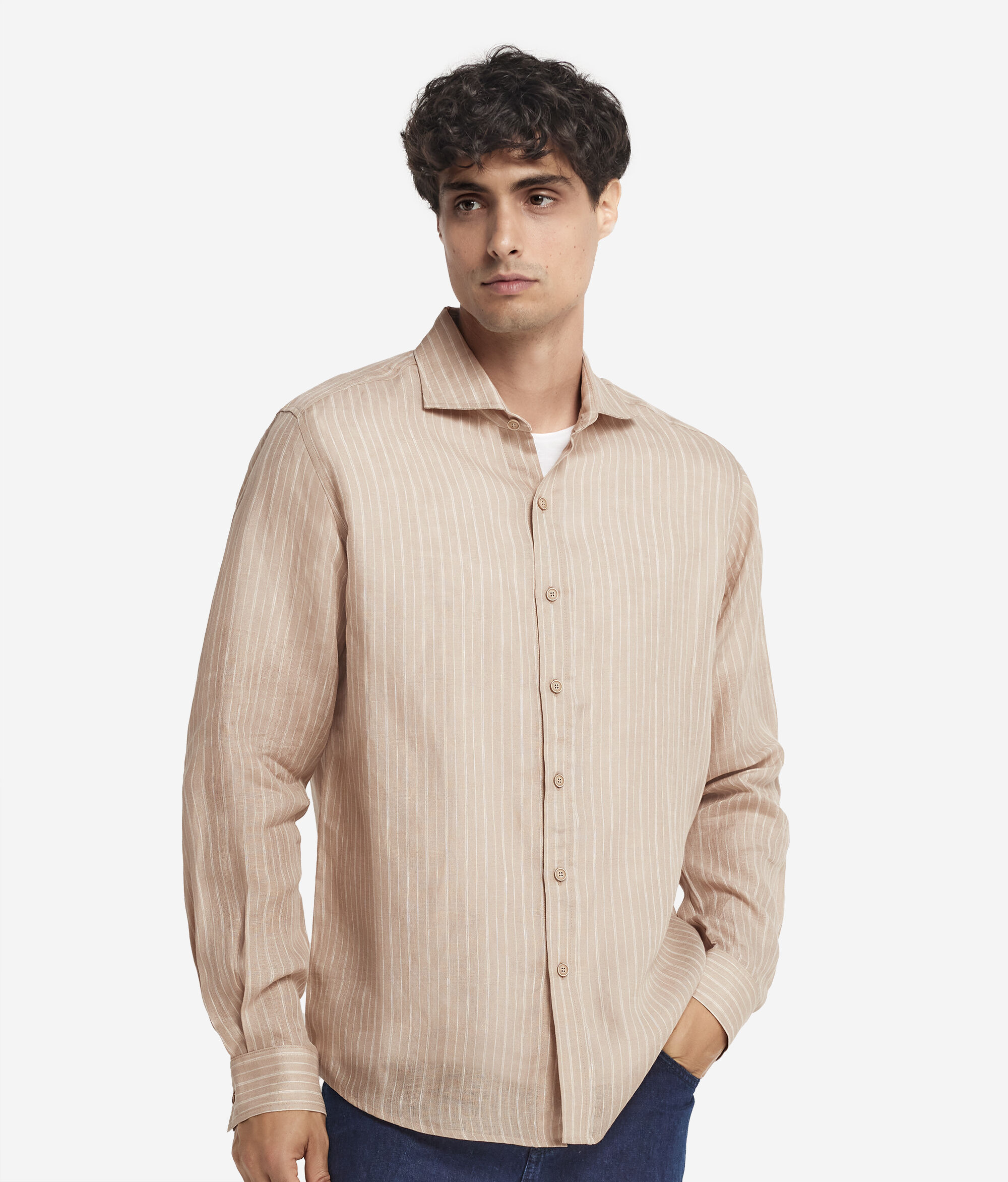 Camisa con rayas diplomáticas de lino