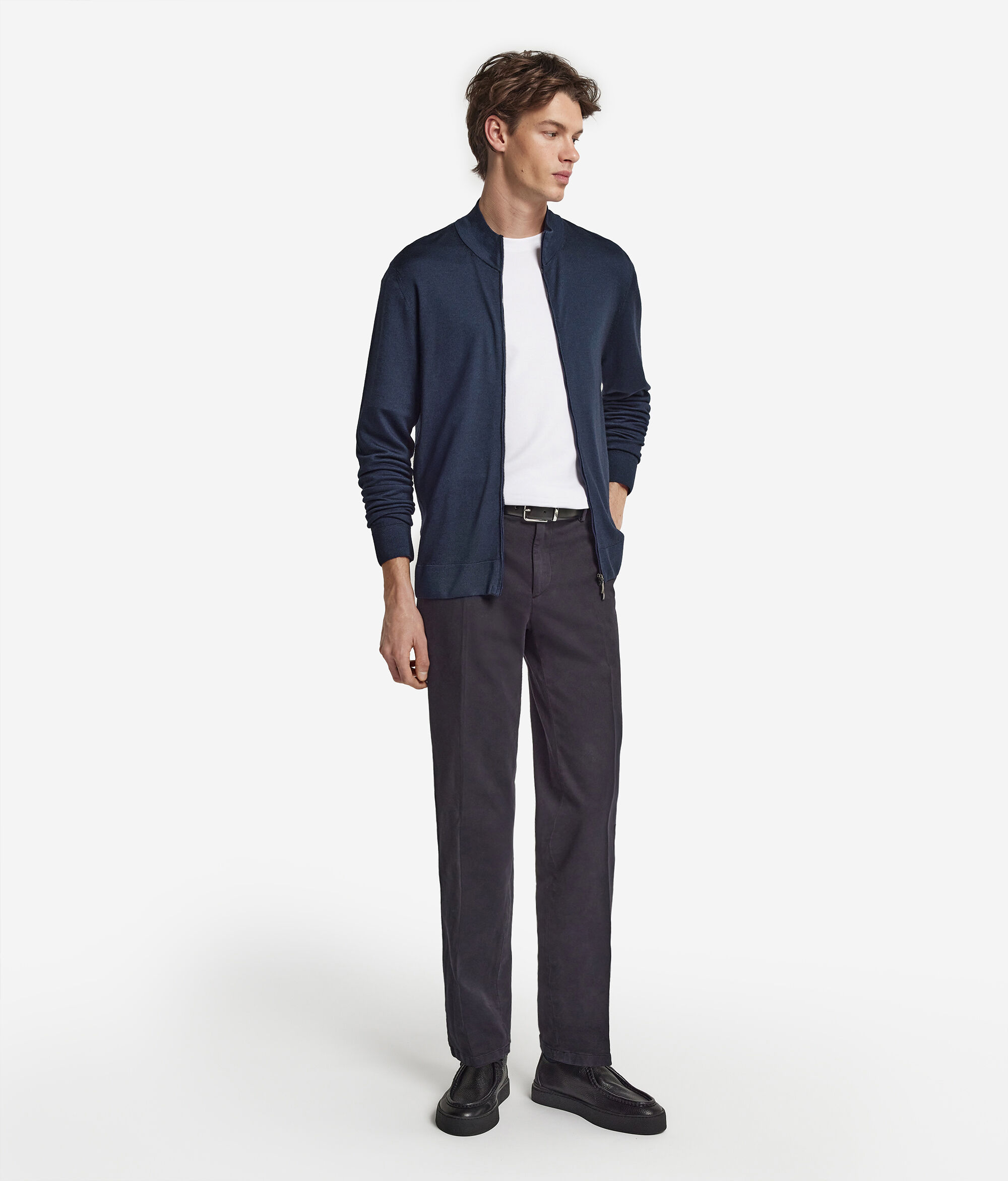 カシミヤ ジップアップカーディガン