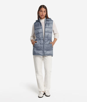Cashmere Sleeveless Short Quilted Jacket with Drawstring