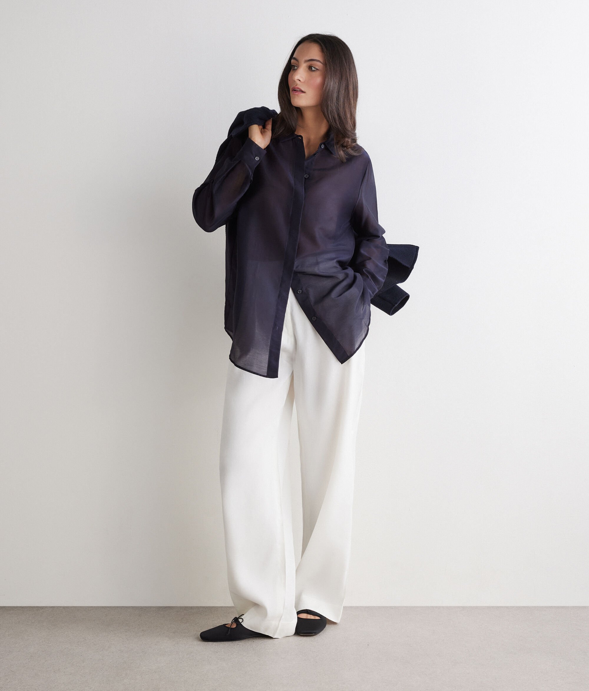 Cotton Muslin Collared Shirt