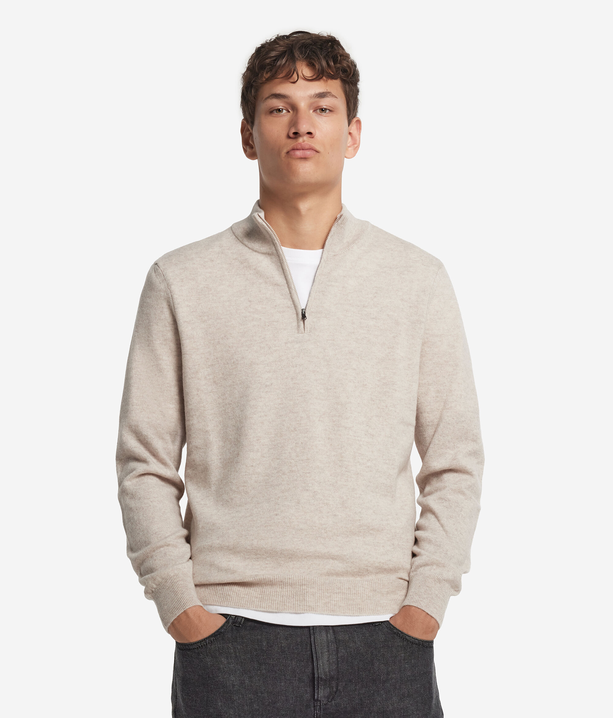 Μπλούζα από Ultrasoft Cashmere με Ψηλό Γιακά και Μισό Φερμουάρ