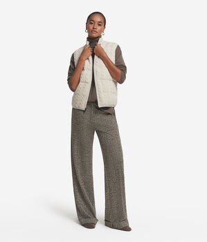 Sleeveless cashmere cable-knit short quilted jacket
