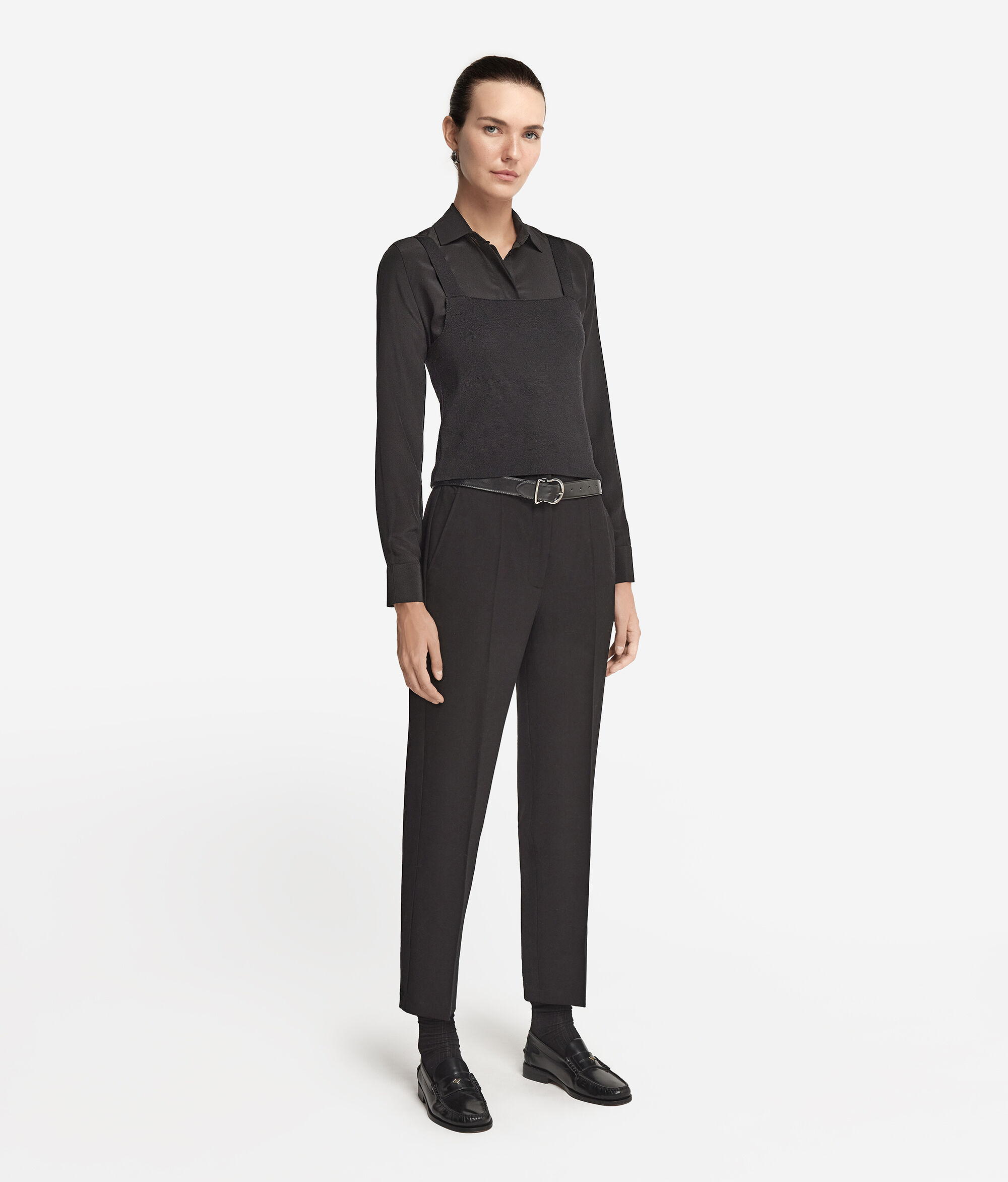 Crop Top Punto Stoffa in Lana