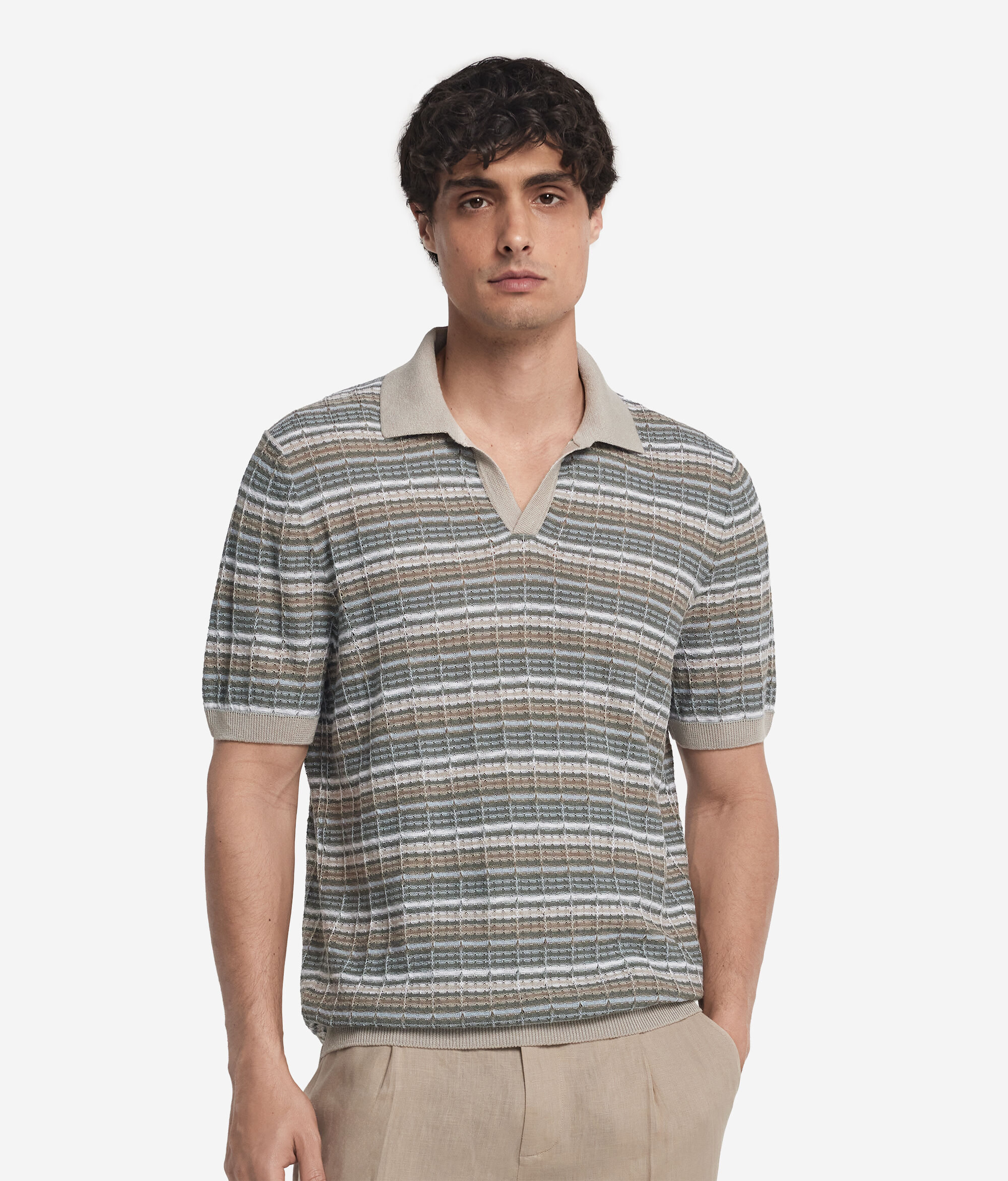 Short Sleeve Ribbed Piqué Polo