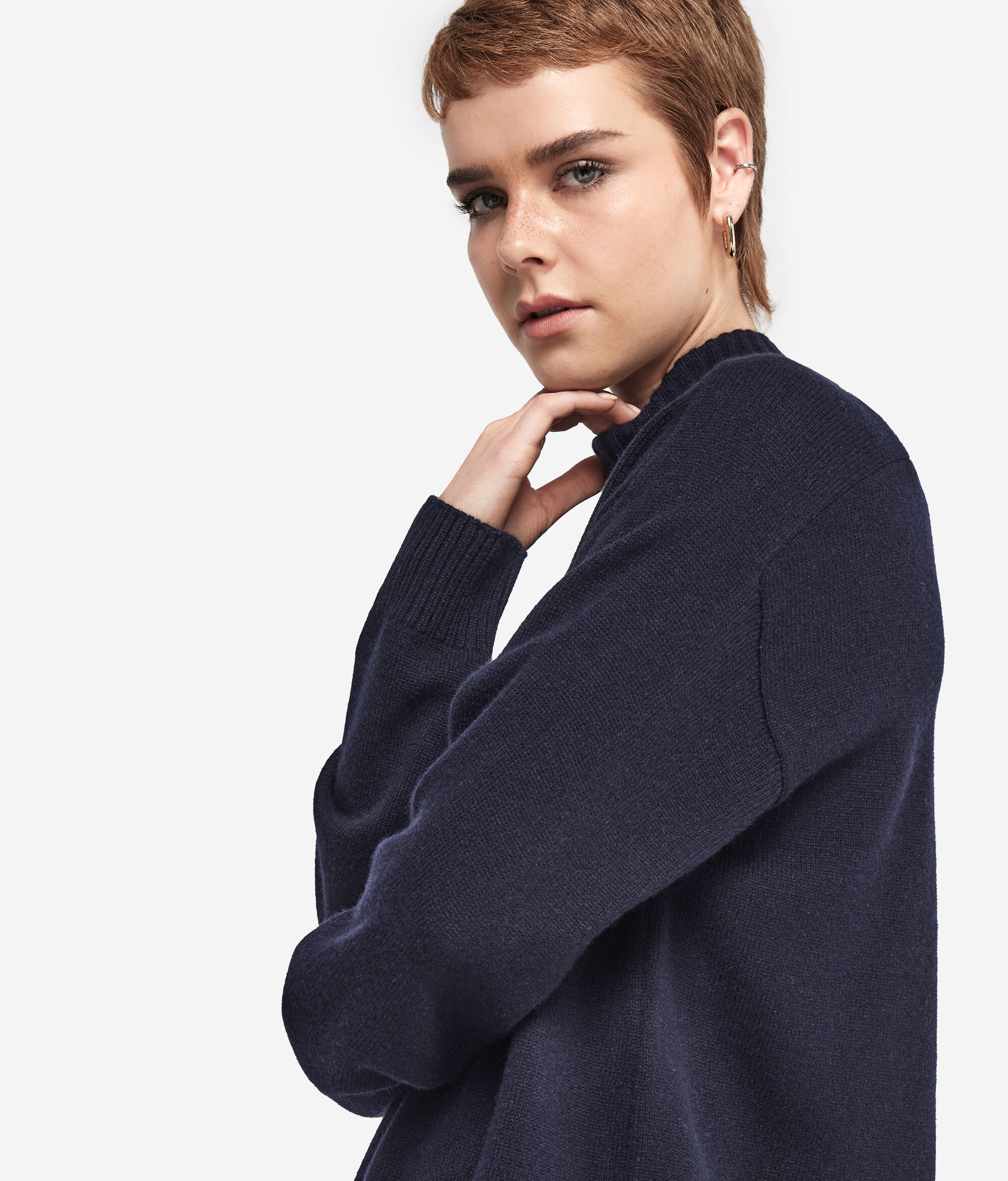 Jersey de cuello cisne de mujer y manga martillo de Cashmere Ultrasoft