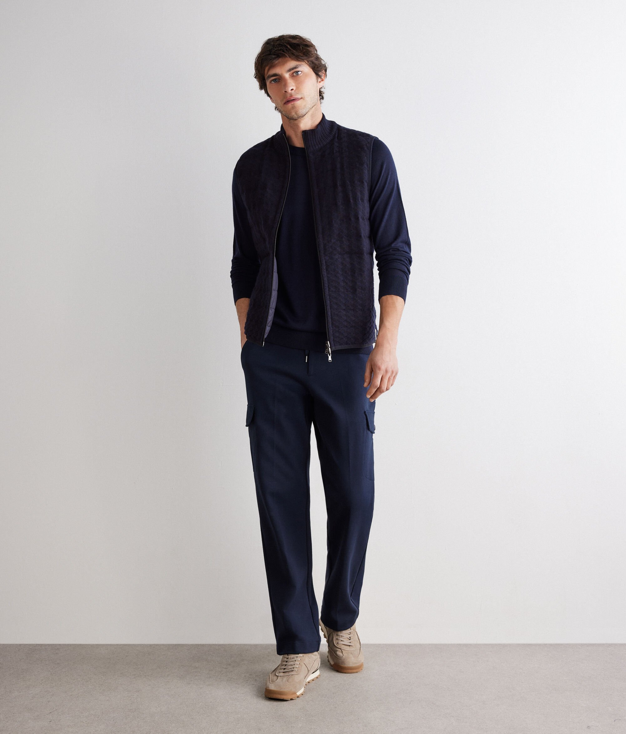 ウルトラファインカシミヤ パターンニット ダウンベスト