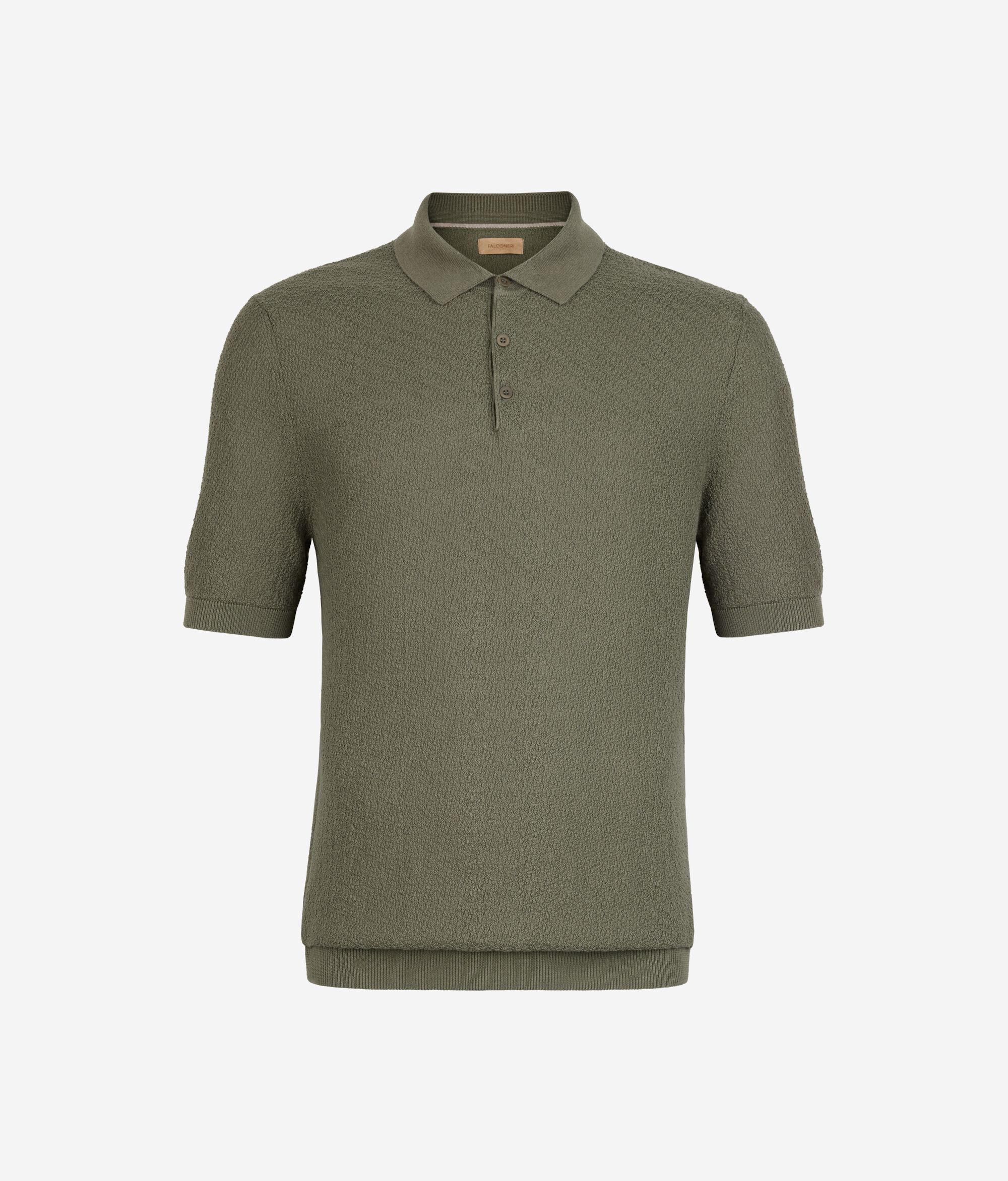 Textured Knit Short-Sleeved Polo Shirt