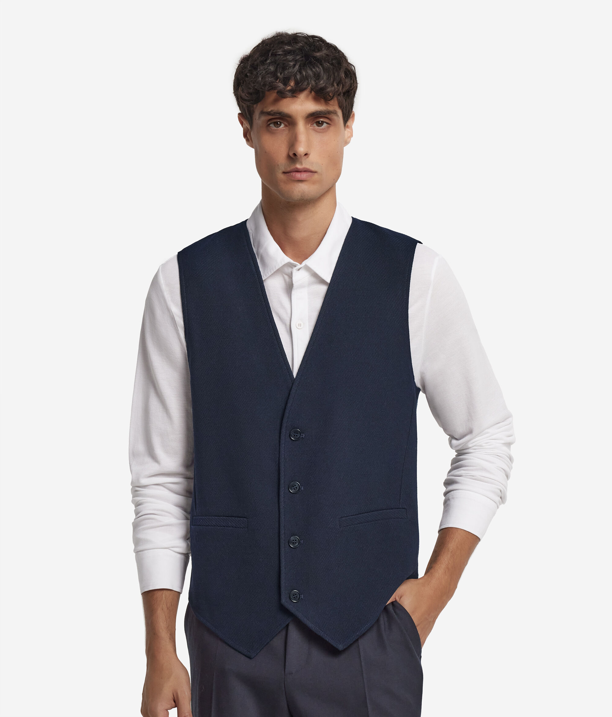 Jersey and wool buttoned waistcoat