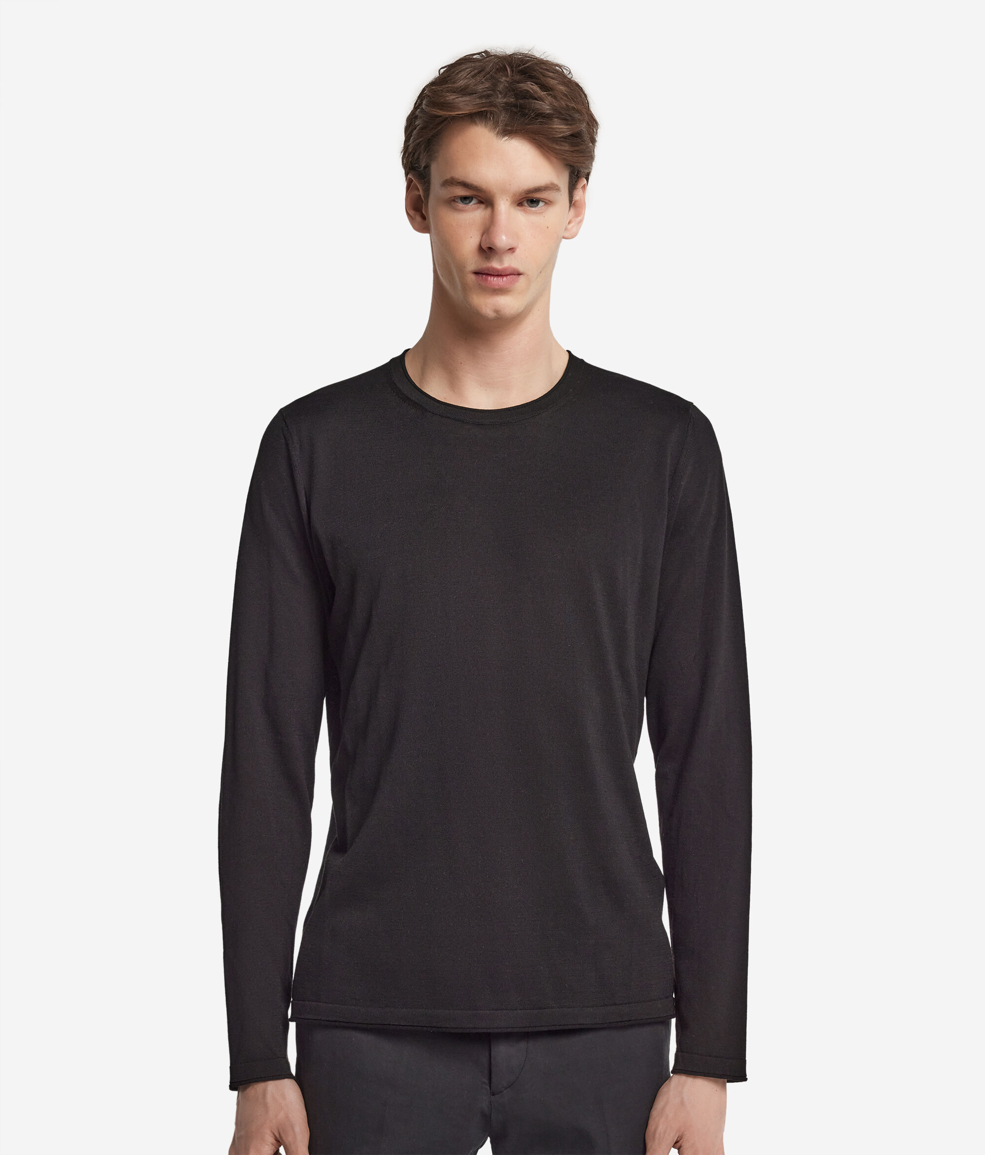 Round-Neck Silk and Cotton Jumper