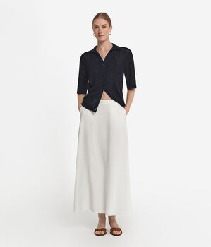 Camicia con Costina Traforata in Cotone e Lino