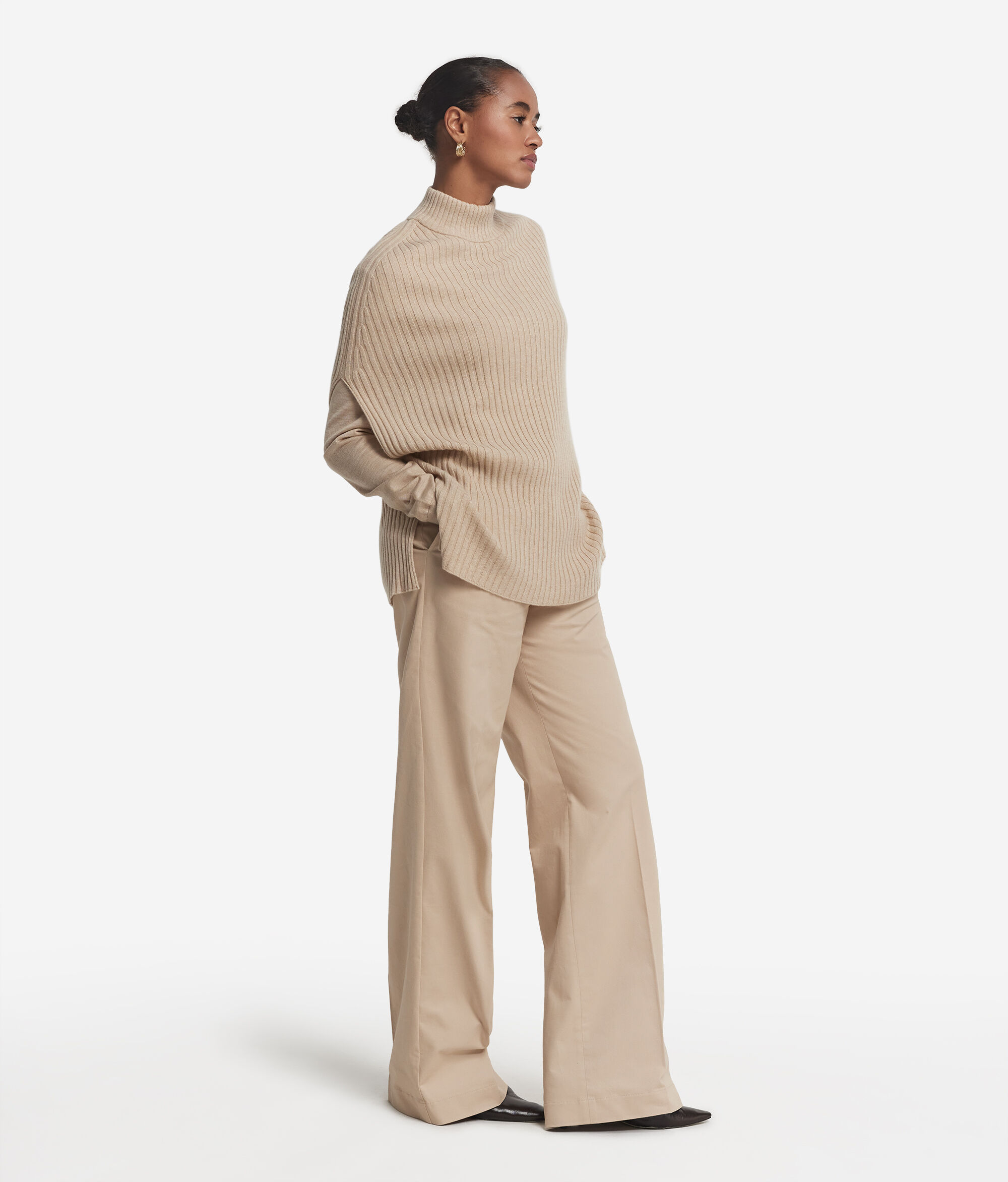 Pantalón palazzo de algodón y cashmere